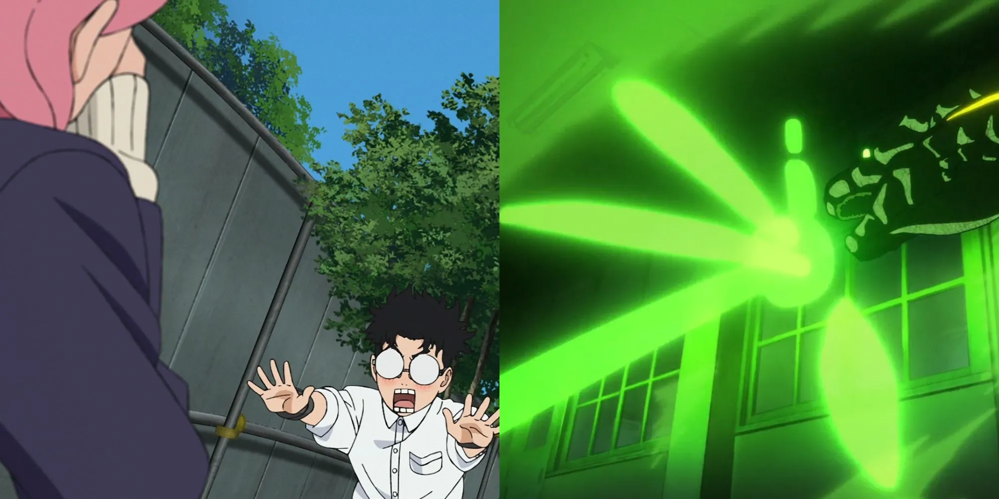 Aira Shiratori, Okarun và Momo Ayase trong cảnh không gian chiều thứ nguyên tập 8 DanDaDan