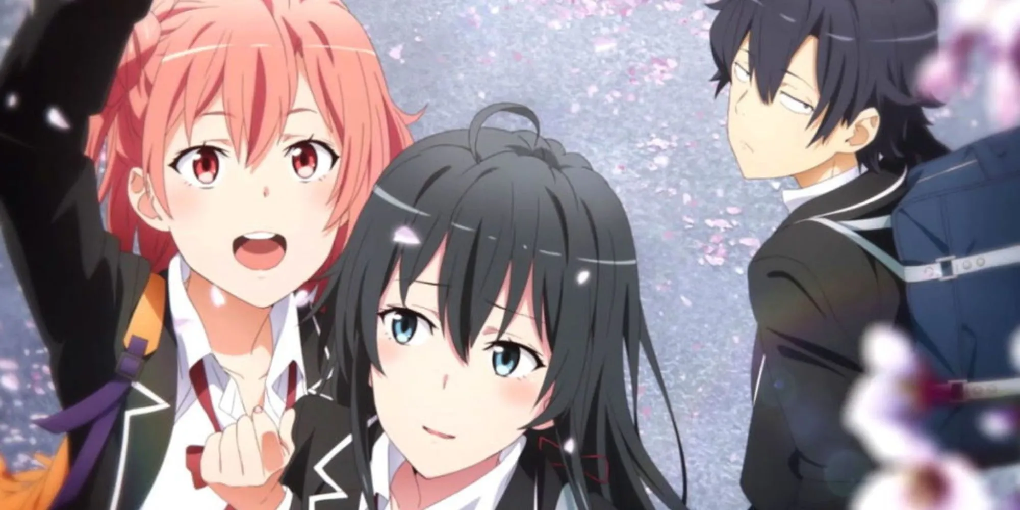 Bộ ba nhân vật chính trong My Teen Romantic Comedy SNAFU, nổi tiếng với cách khắc họa sự khó khăn trong giao tiếp.