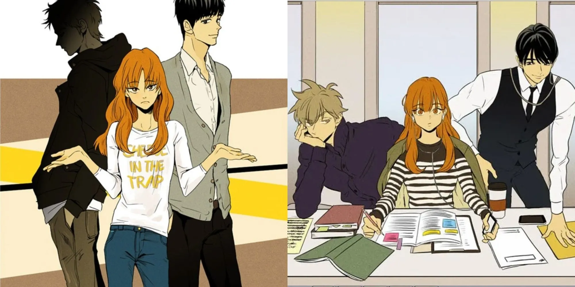 Cảnh lãng mạn giữa Hong Seol và Yoo Jung trong webtoon Cheese in the Trap