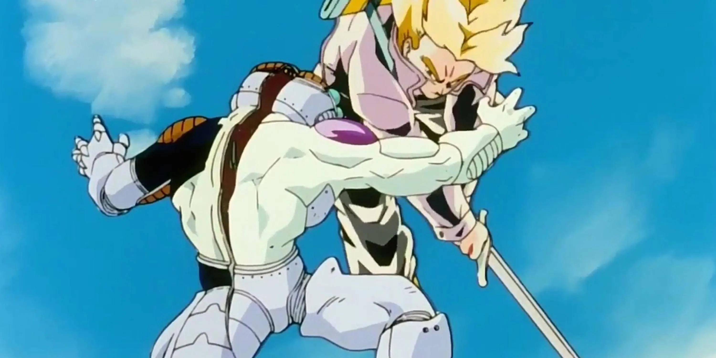 Frieza bị Trunks chém làm đôi một cách chóng vánh trong Dragon Ball Z