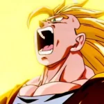 Goku trong trạng thái Siêu Saiyan 3 trong Dragon Ball Z, tóc dài, không lông mày
