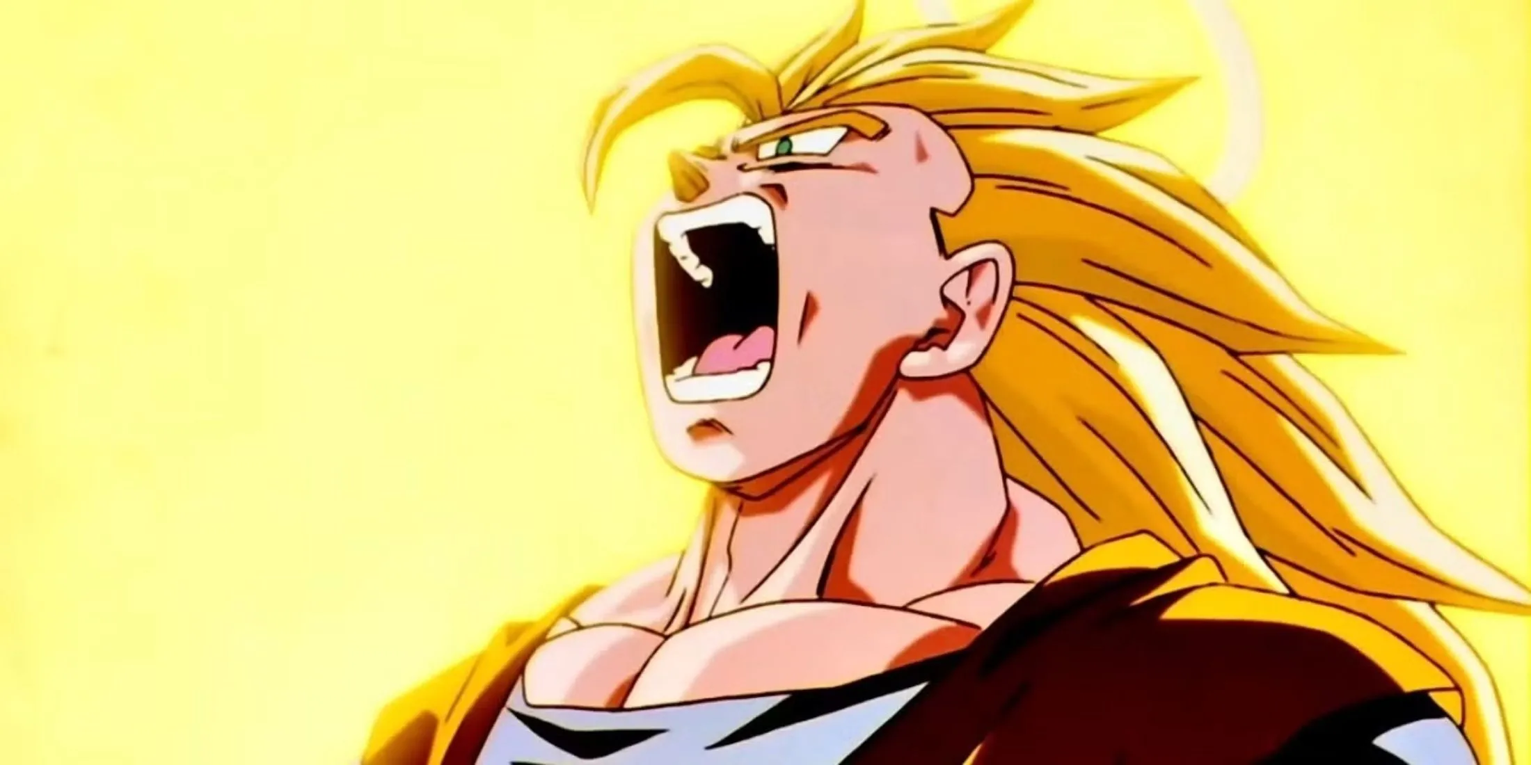 Goku trong trạng thái Siêu Saiyan 3 trong Dragon Ball Z, tóc dài, không lông mày