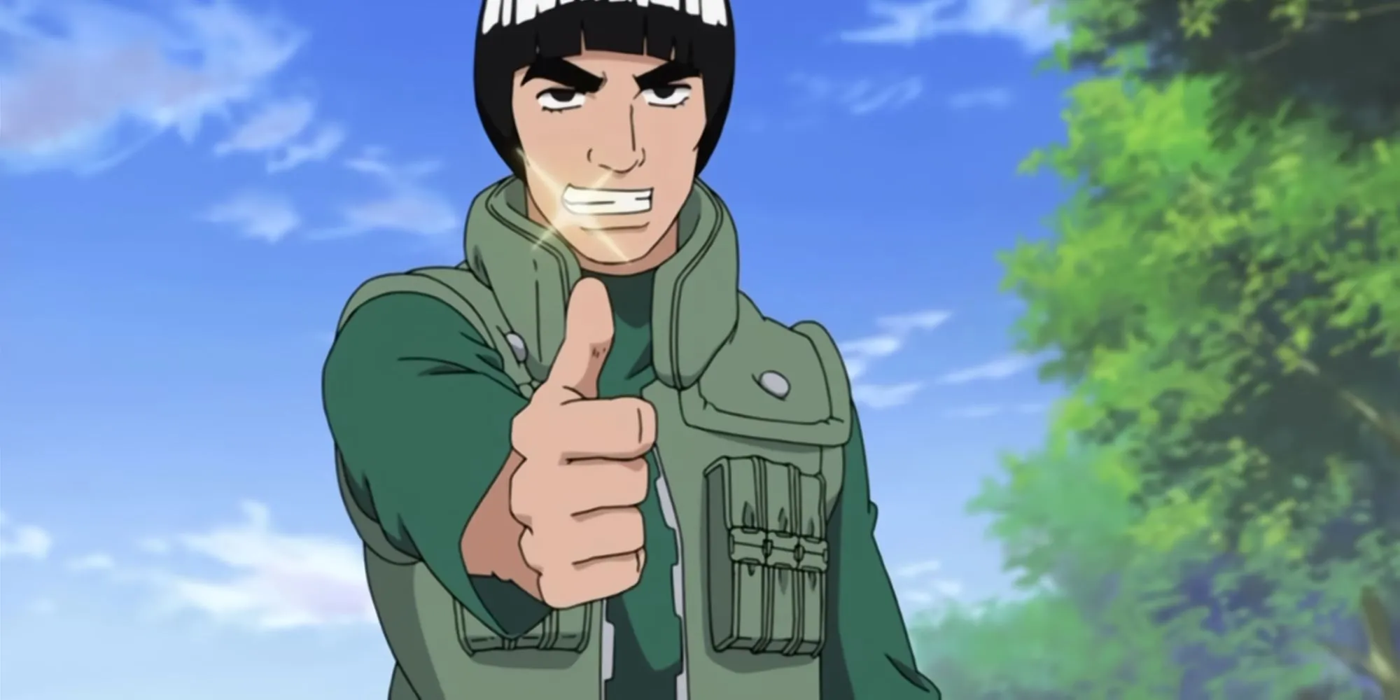 Guy từ Naruto đang mỉm cười