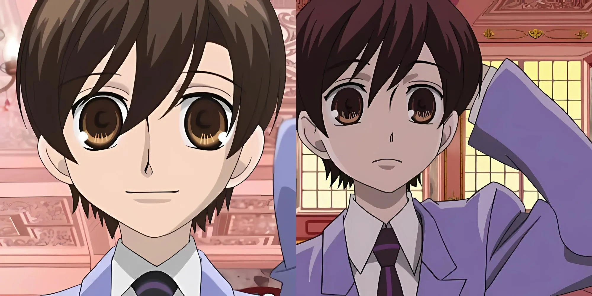 Haruhi Fujioka mặc đồng phục câu lạc bộ Host Club trong anime Ouran High School Host Club