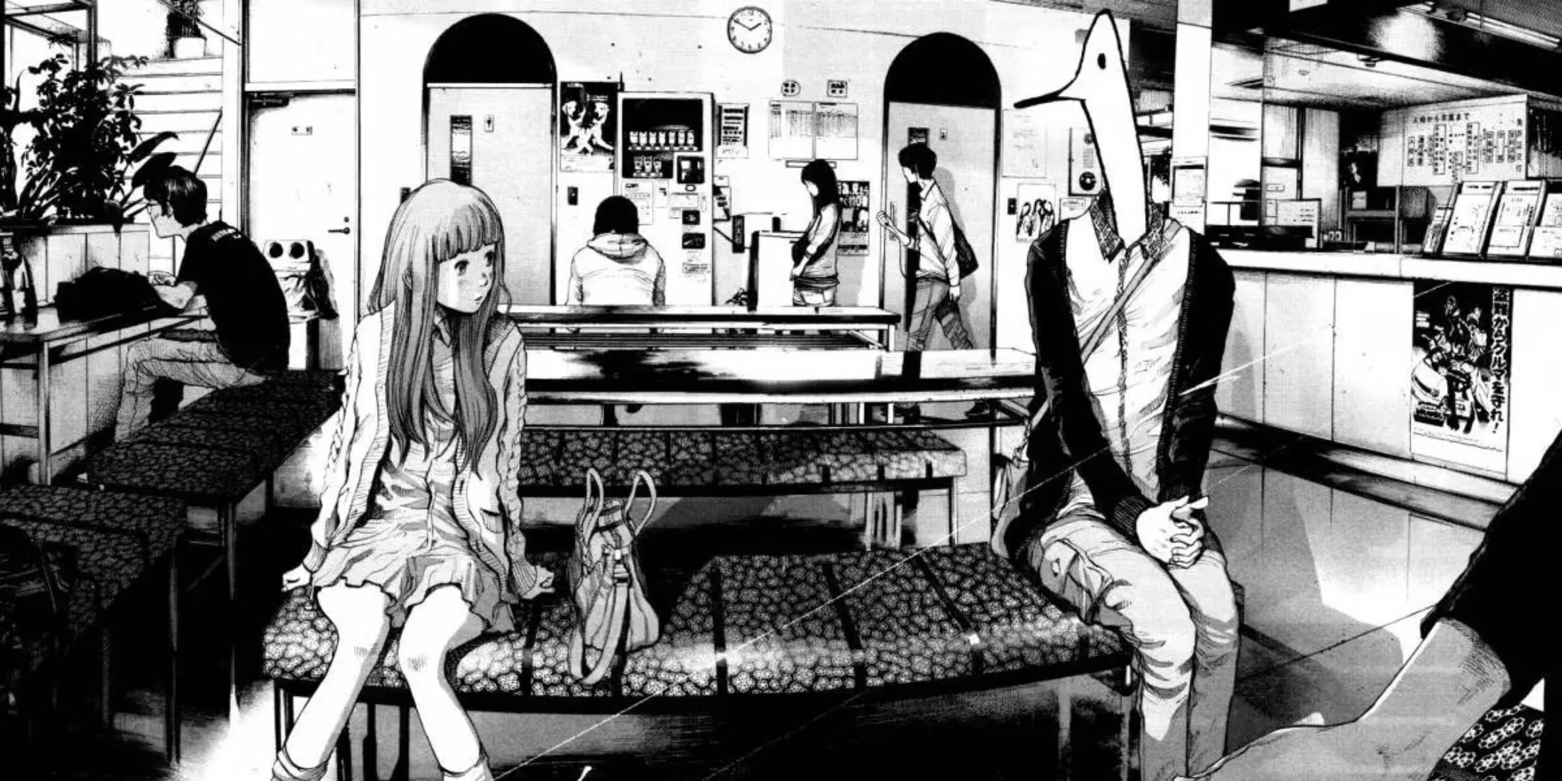 Hình ảnh bìa manga Oyasumi Punpun với nhân vật chính Punpun dạng chim đơn giản