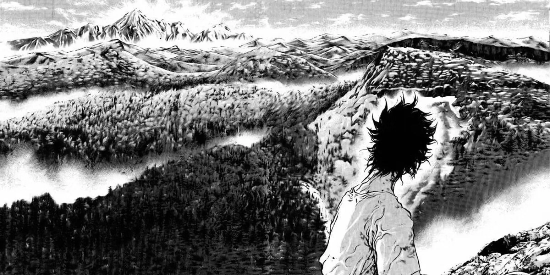 Hình ảnh bìa manga The Climber với nhân vật chính Buntaro Mori đang leo núi
