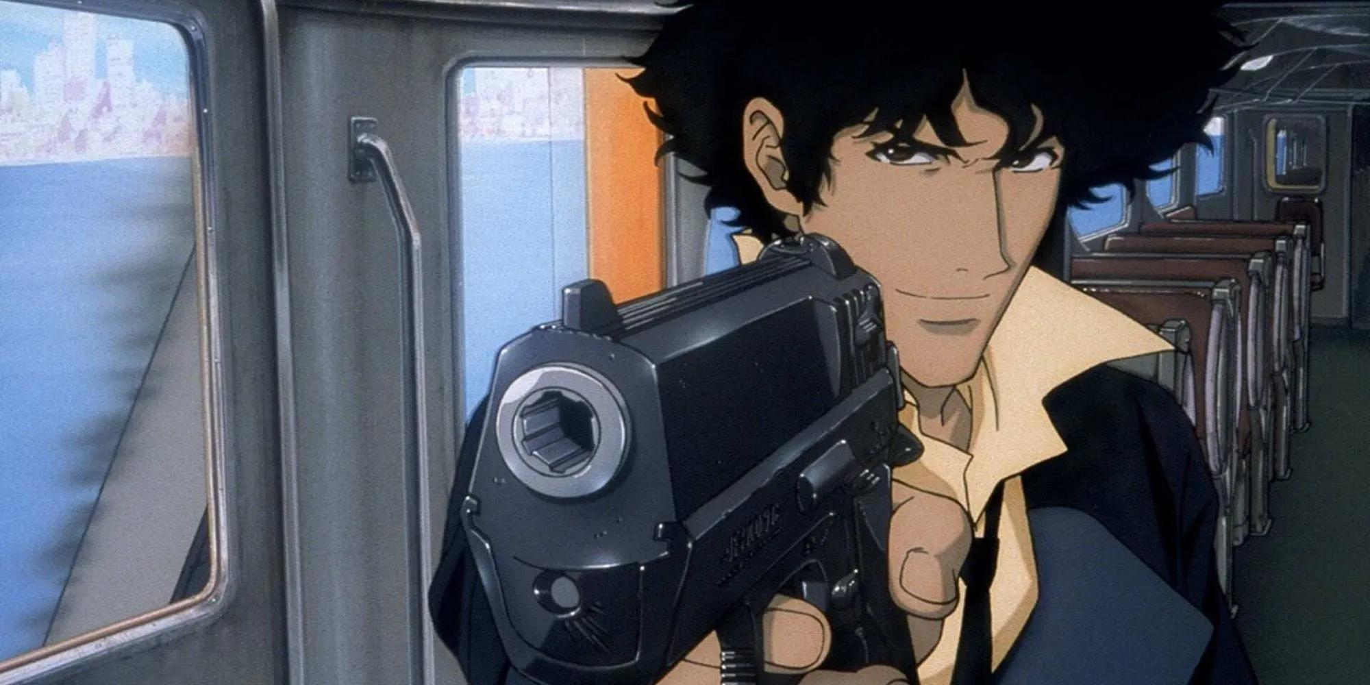 Hình ảnh đặc trưng của bộ anime Cowboy Bebop, gợi không khí viễn tây không gian