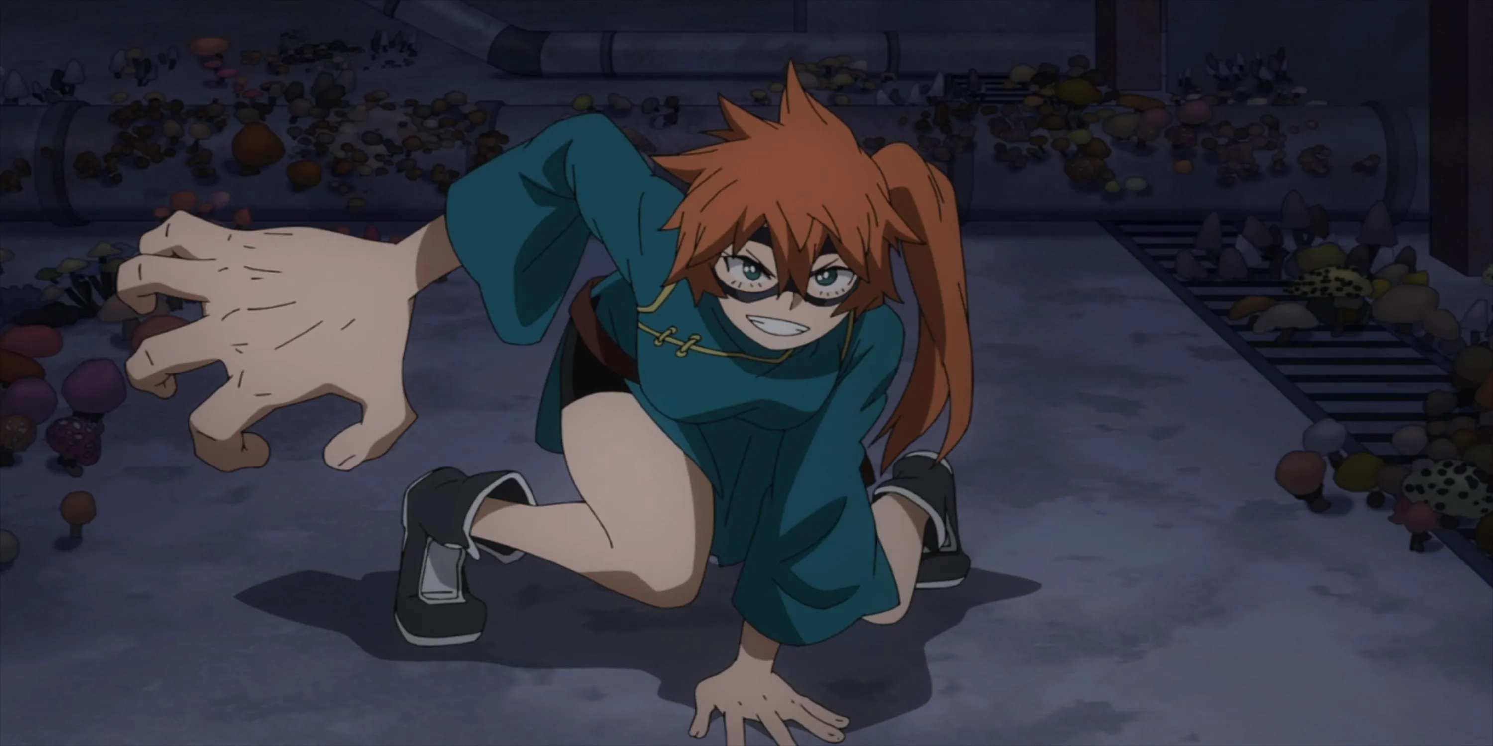 Itsuka Kendo với Quirk Nắm đấm khổng lồ trong tư thế chiến đấu trong My Hero Academia