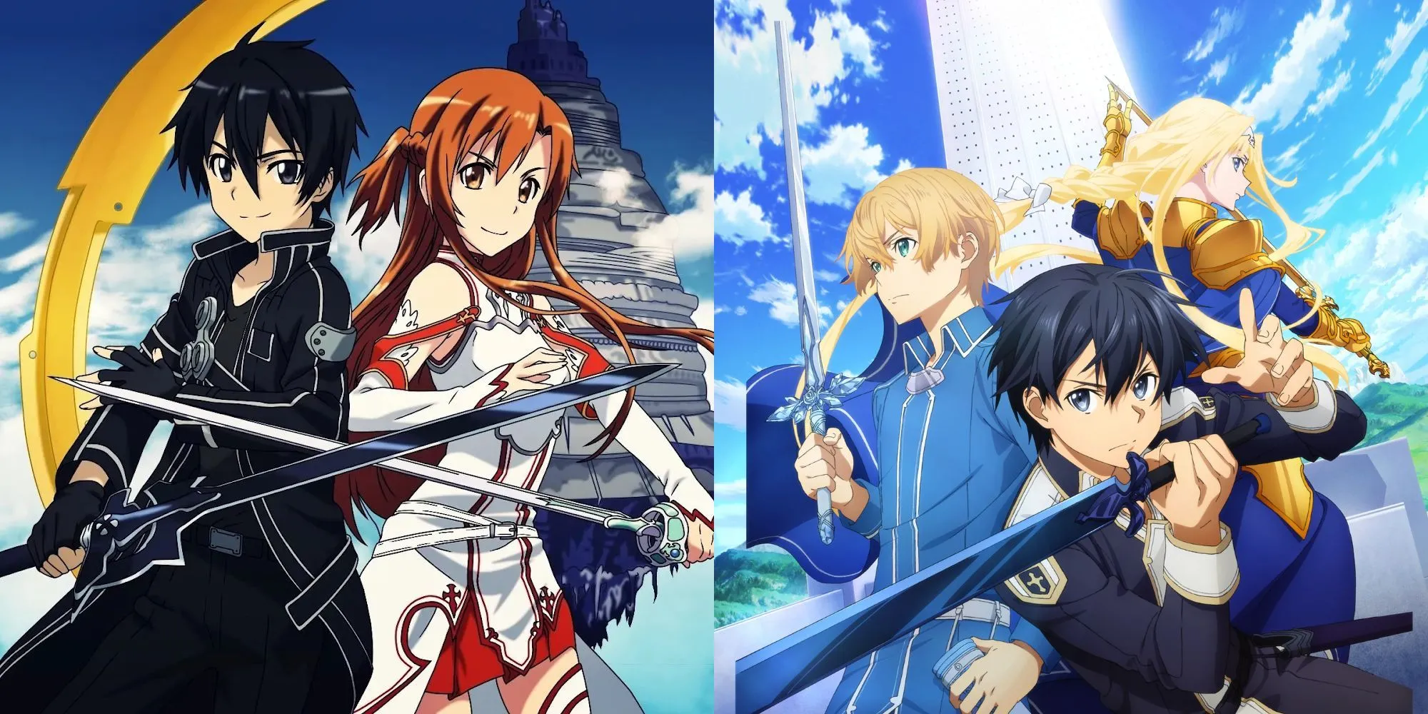 Kirito vung thanh kiếm đen Elucidator trong thế giới ảo của Sword Art Online