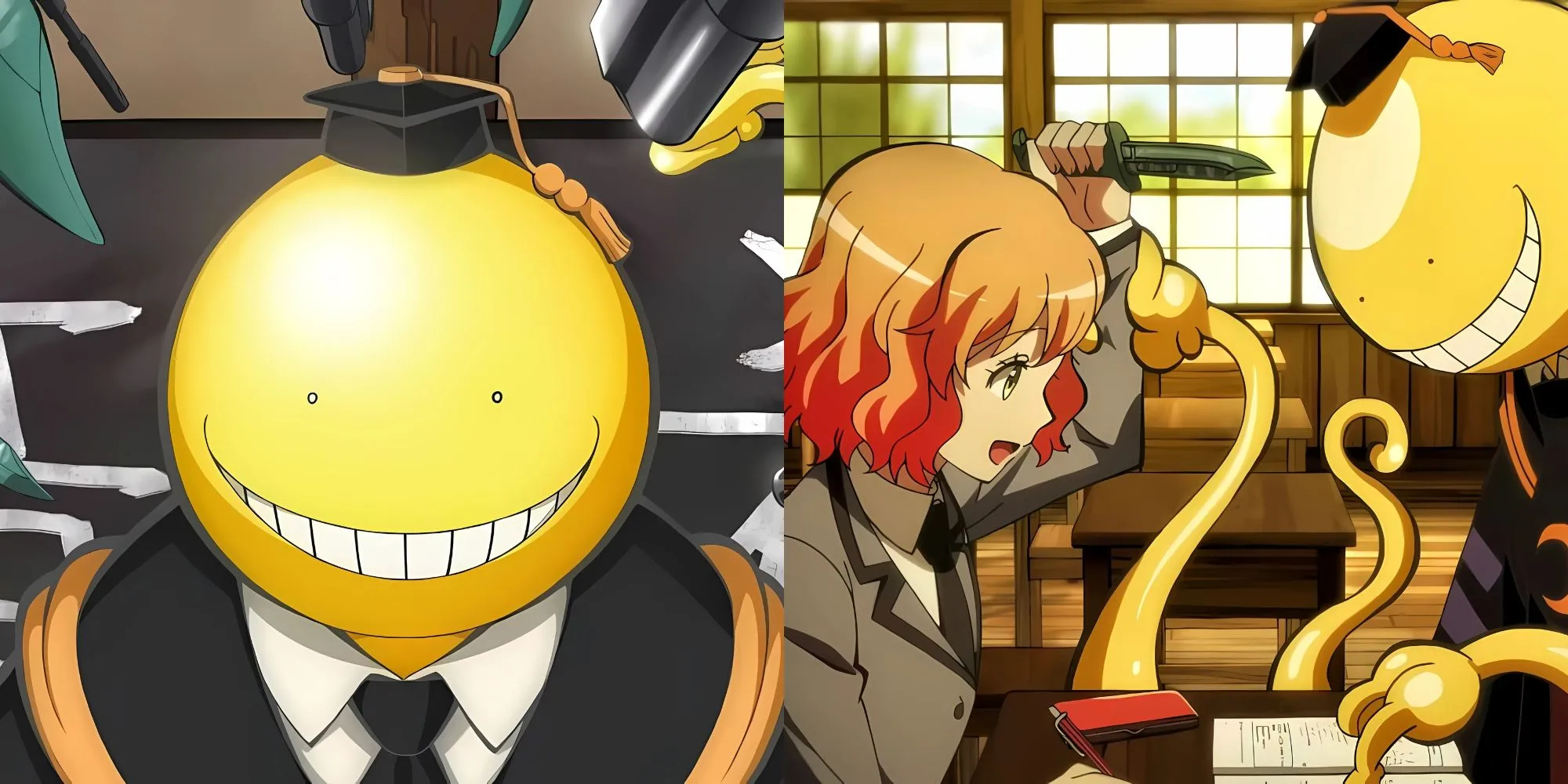 Koro-sensei và lớp học E, bối cảnh của Assassination Classroom, anime hành động hài hước với mục tiêu ám sát và kết thúc cảm động