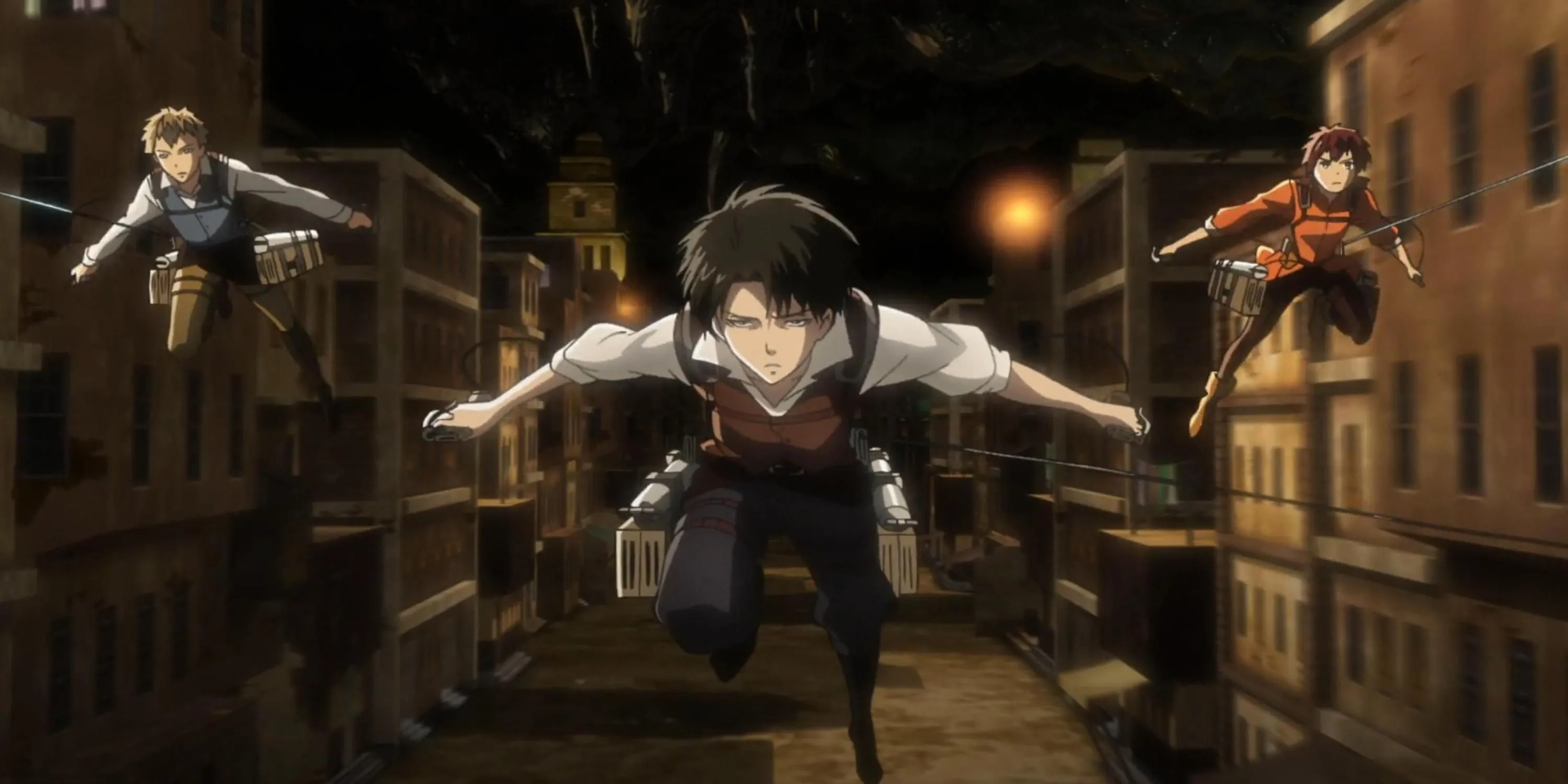Levi Ackerman cùng đồng đội Furlan và Isabel dưới lòng đất trong Attack on Titan No Regrets