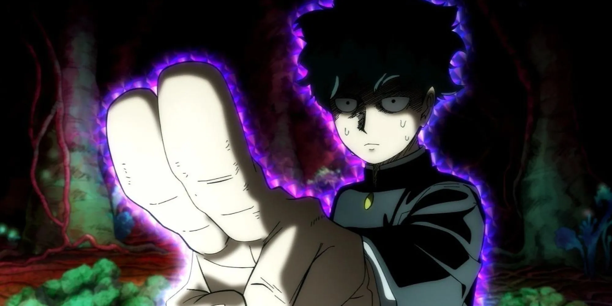 Mob từ Mob Psycho 100 với biểu cảm đặc trưng