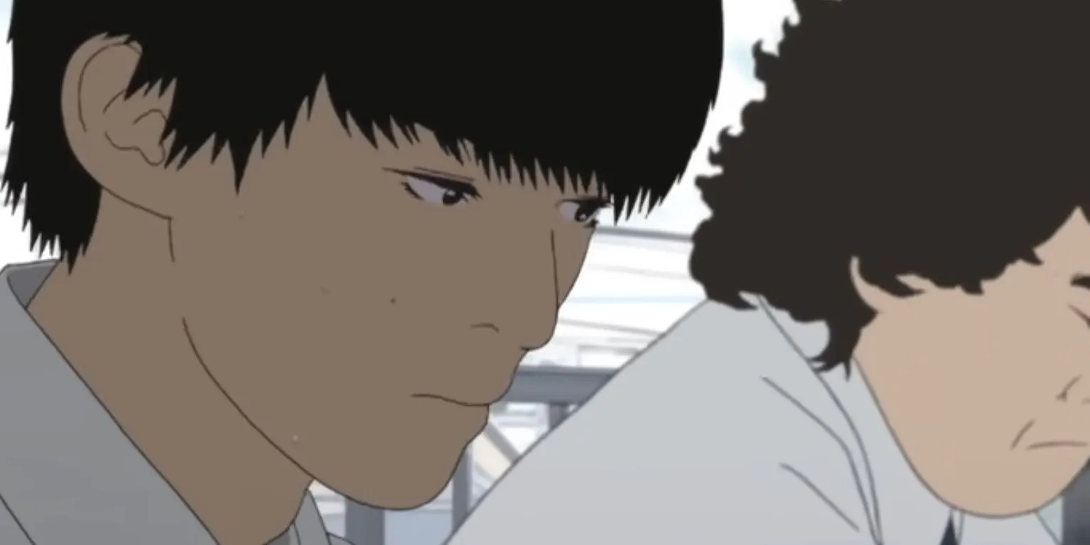 Một cảnh từ Flowers of Evil, thể hiện bầu không khí u ám và tâm lý phức tạp của anime.