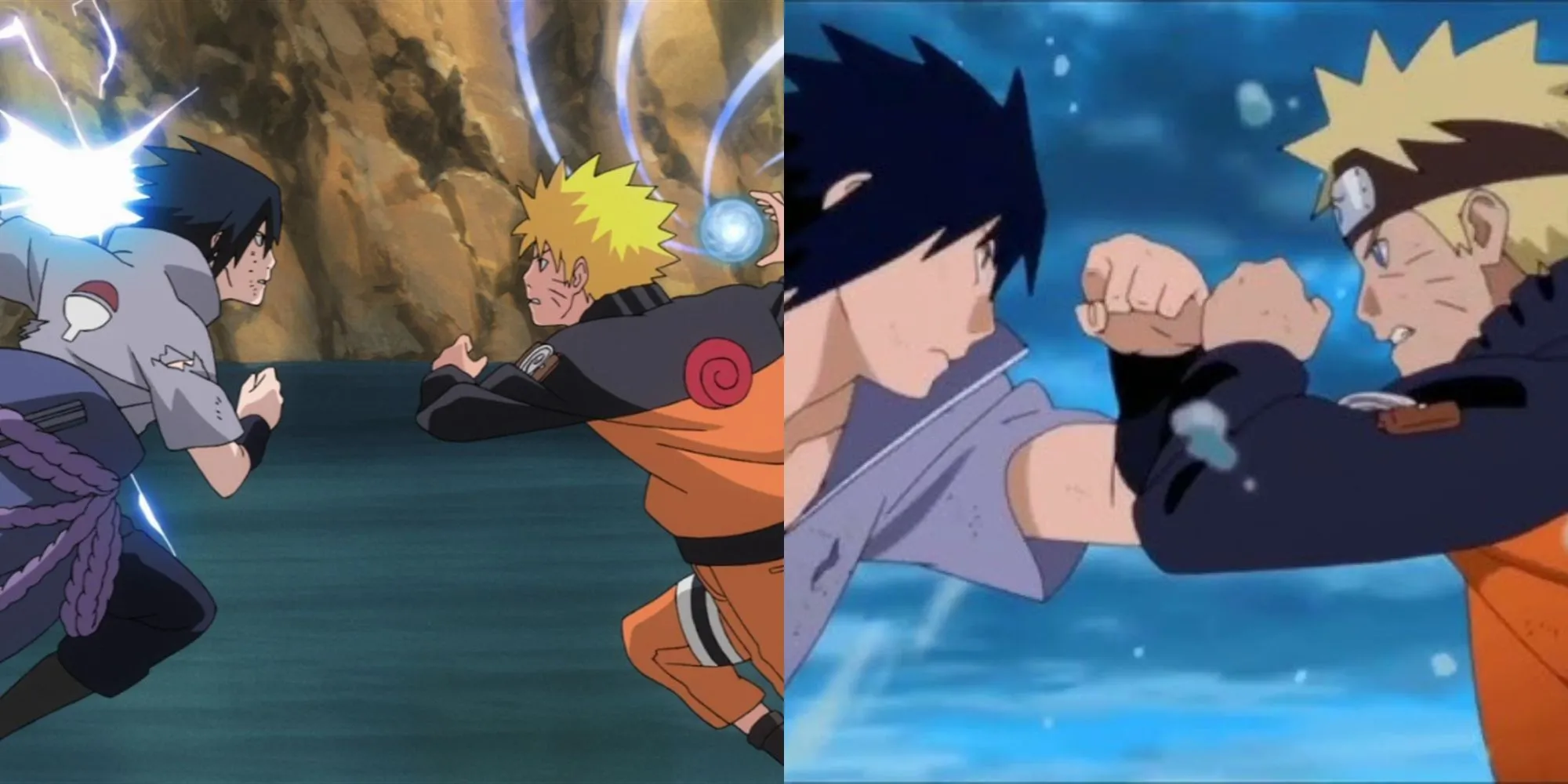 Naruto và Sasuke kiệt sức sau trận chiến cuối cùng tại Thung lũng Tận Cùng