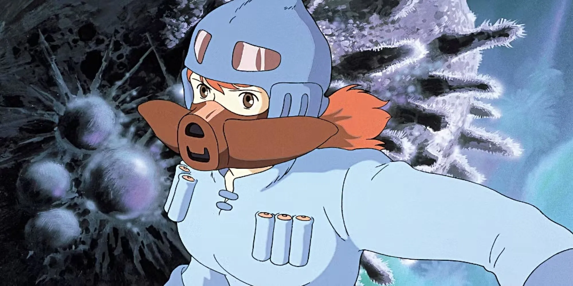 Nausicaä cưỡi con vật bầu bạn trong Nausicaa of the Valley of the Wind