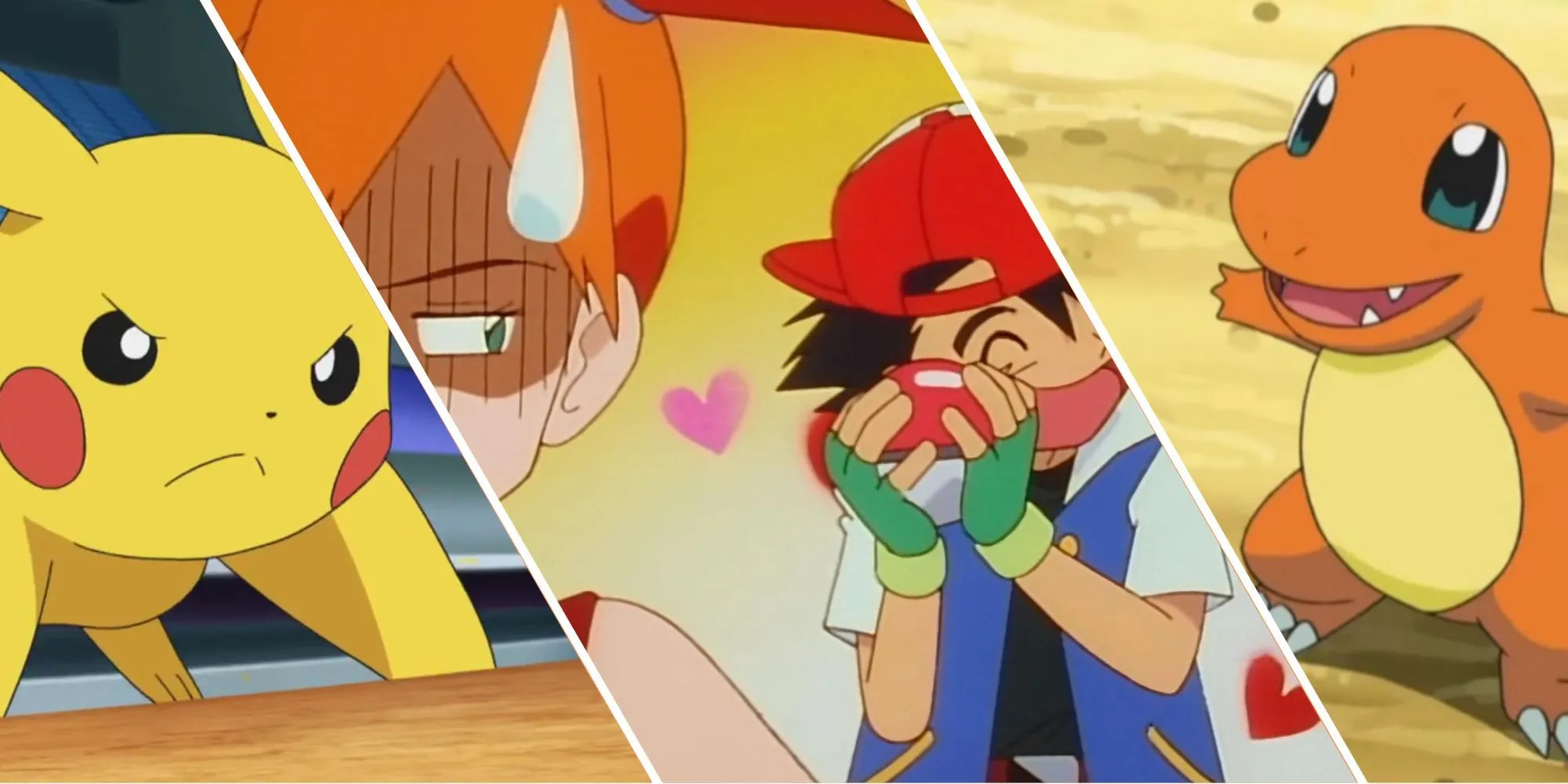 Nhân vật chính của anime Pokémon: Ash, Misty, Brock và linh vật Pikachu.