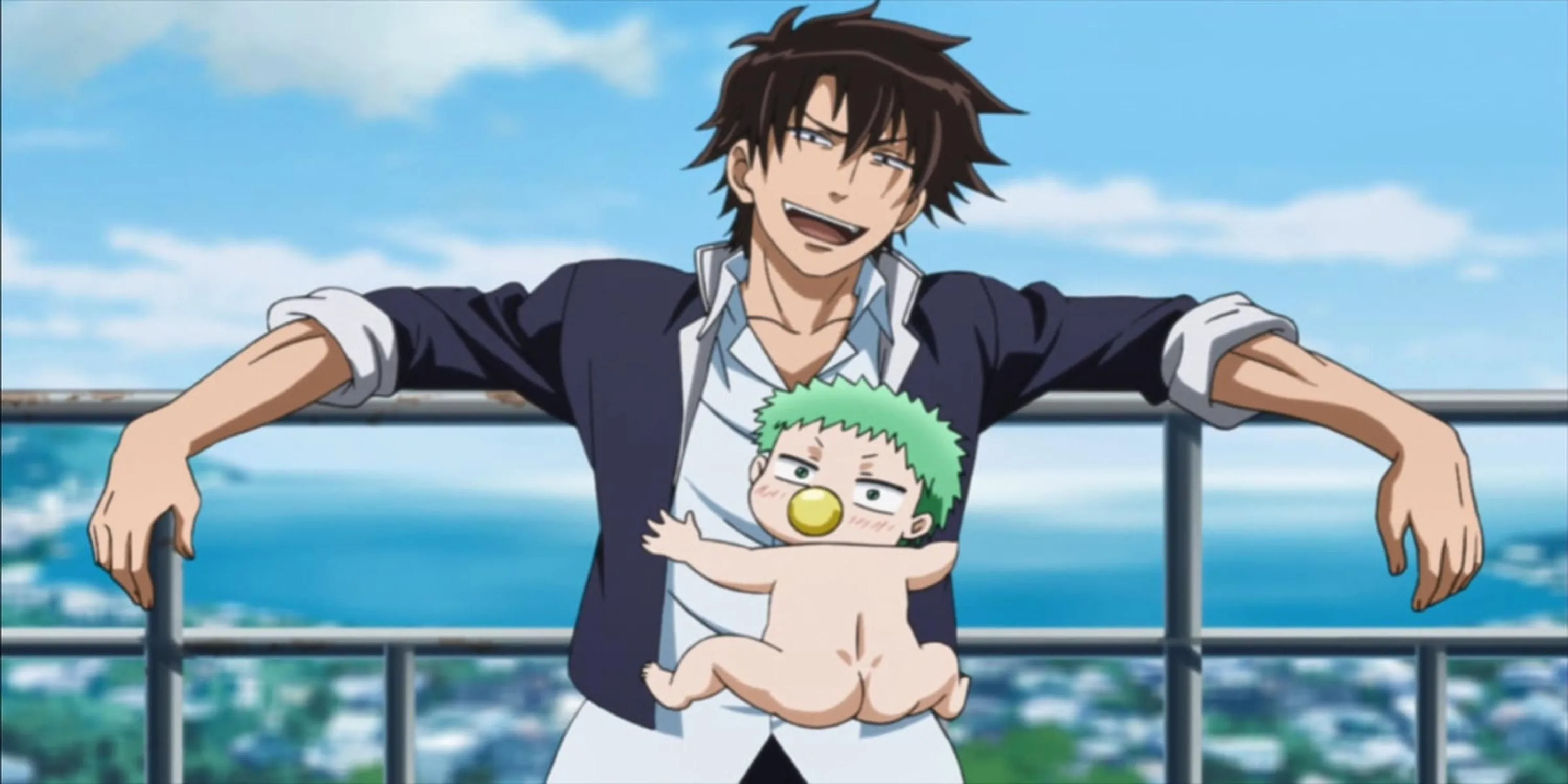 Oga Tatsumi và Baby Beel trong anime Beelzebub