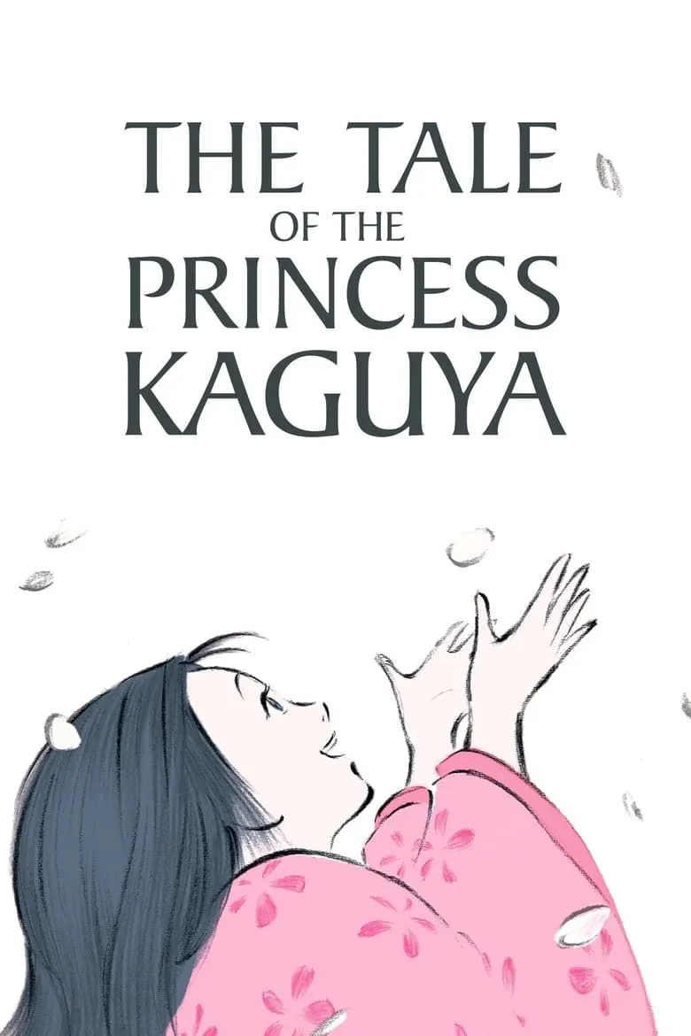 Poster phim The Tale of the Princess Kaguya với hình ảnh vẽ tay Kaguya