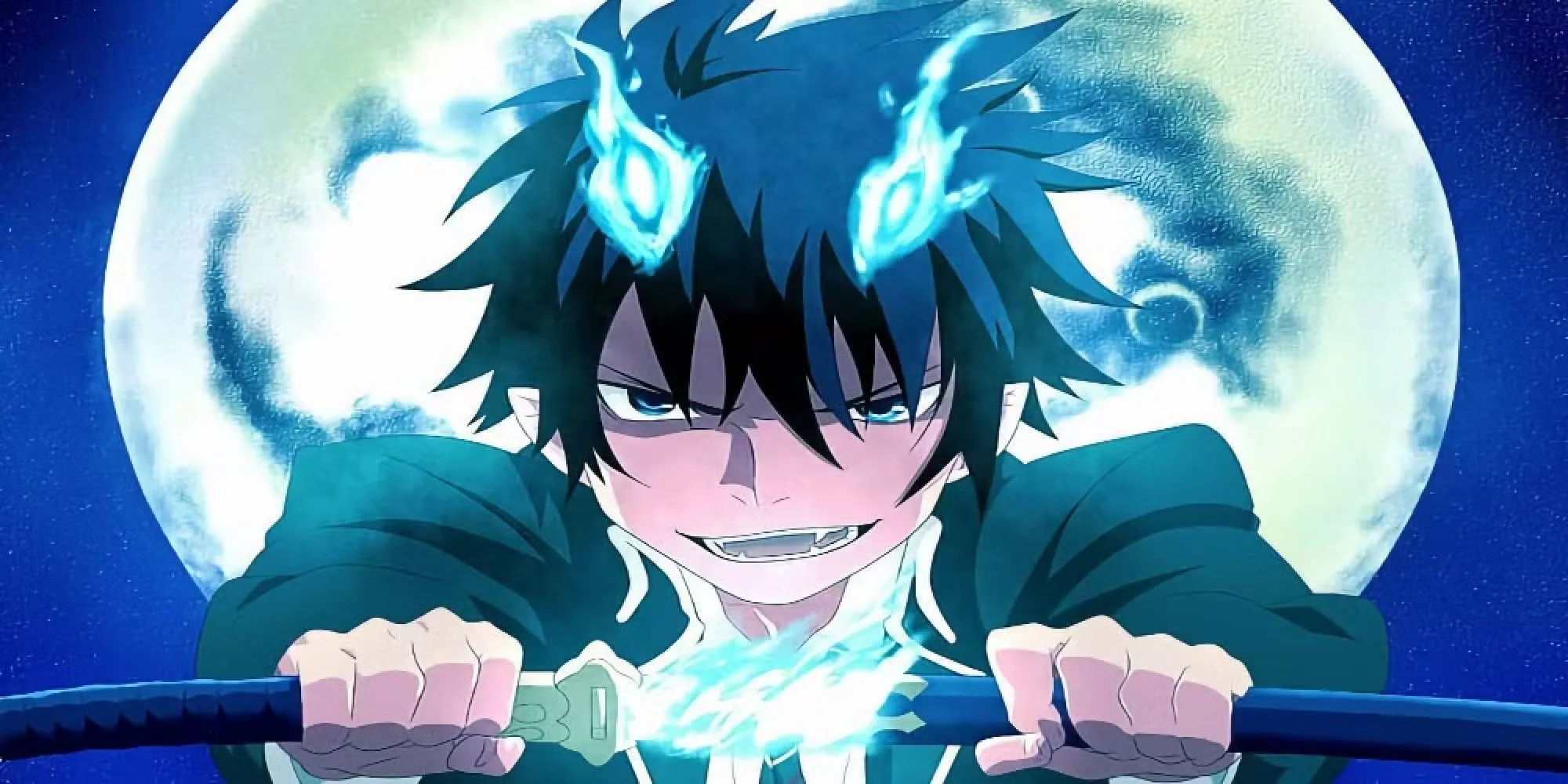 Rin Okumura với ngọn lửa xanh đặc trưng trong Blue Exorcist