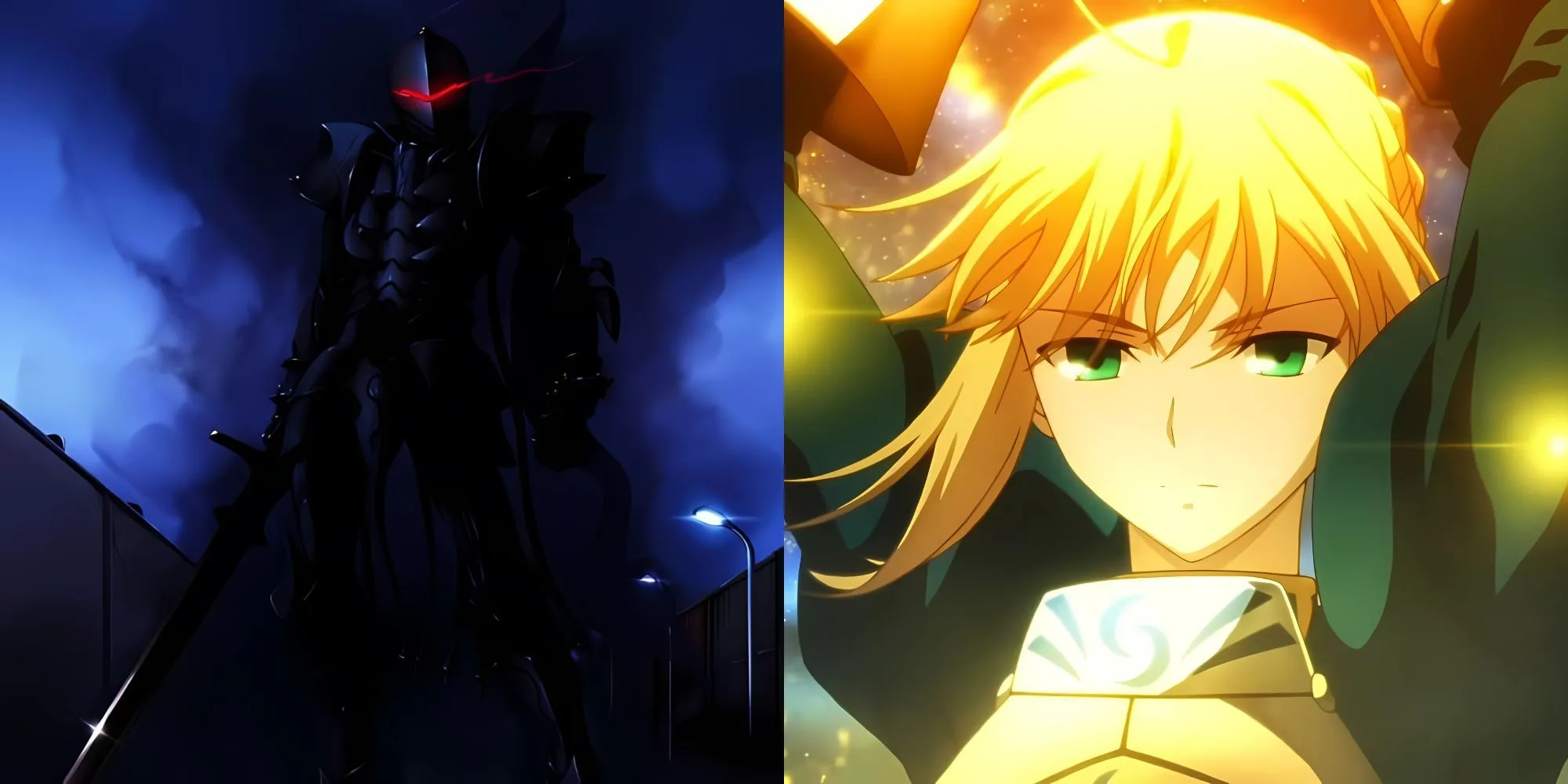 Saber (Artoria Pendragon) cầm Excalibur trong trận chiến hoành tráng trong Fate/Zero