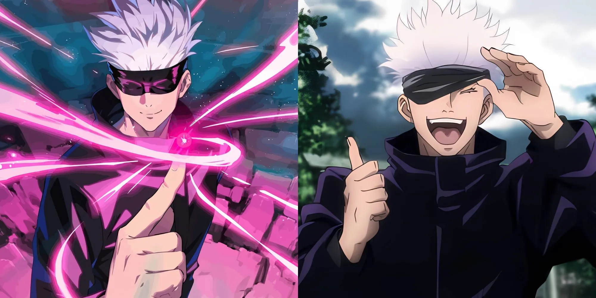 Satoru Gojo với dải bịt mắt, biểu tượng sức mạnh trong anime Chú Thuật Hồi Chiến.