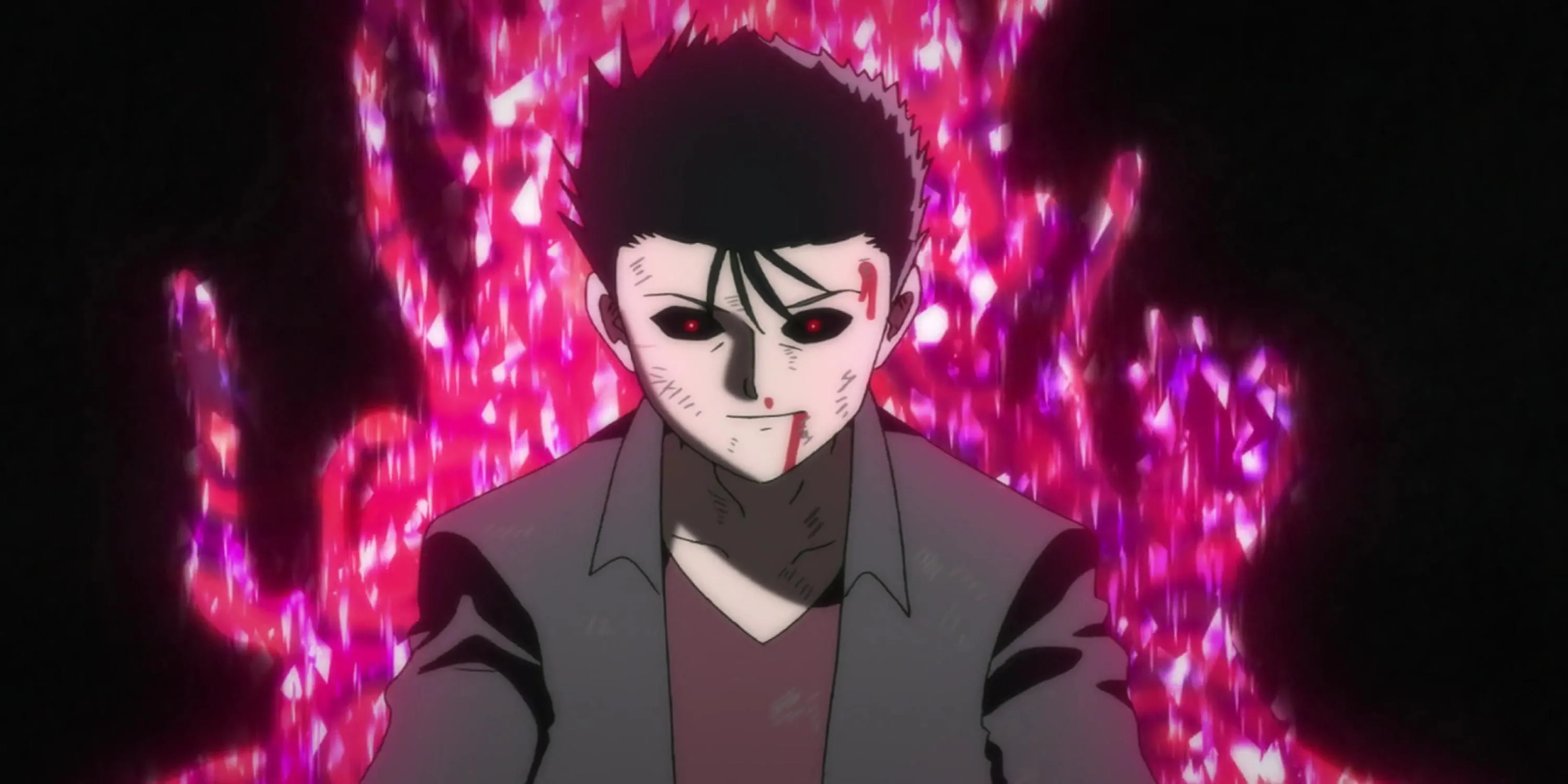 Shimizaki sử dụng dịch chuyển tức thời né tránh đòn tấn công trong Mob Psycho 100