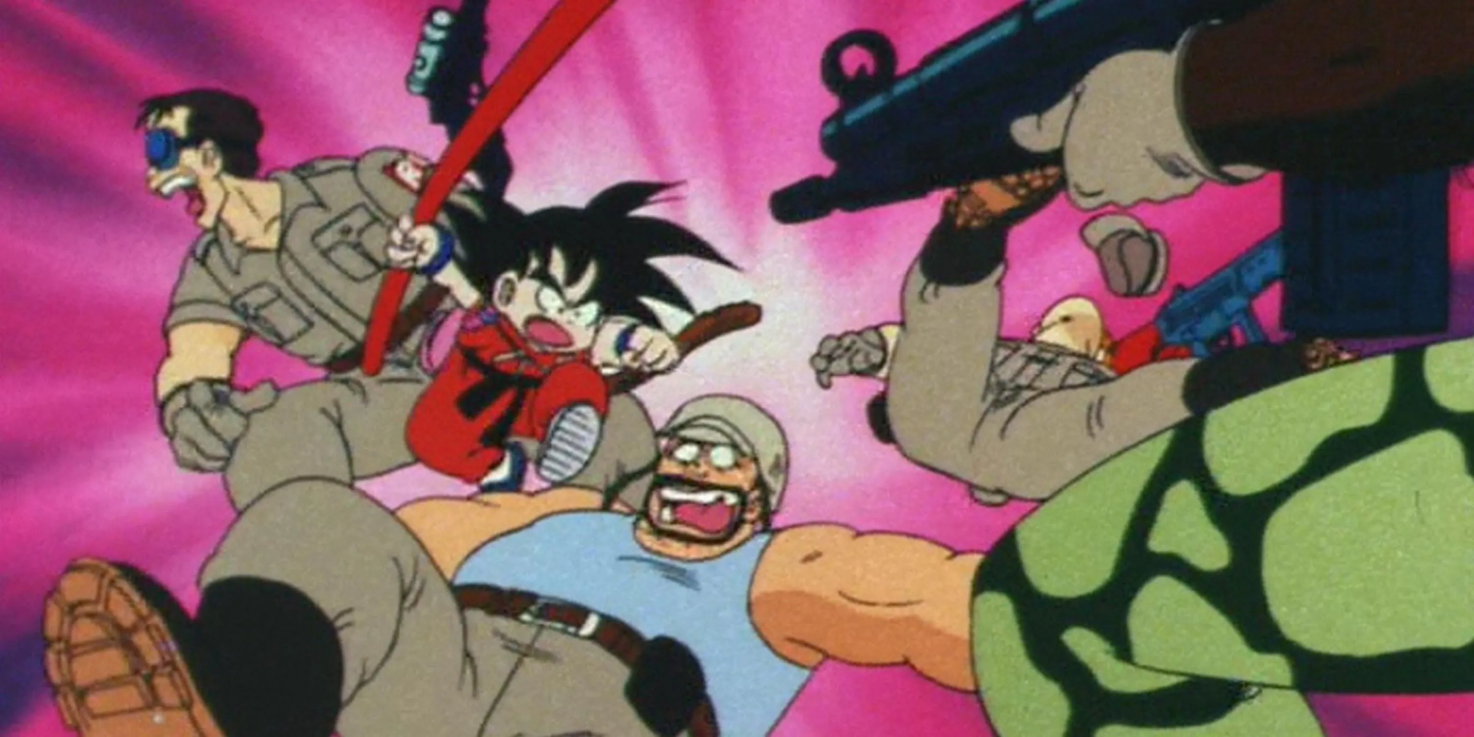 Son Goku thời thơ ấu chiến đấu với Quân đoàn Ruy băng Đỏ trong Dragon Ball