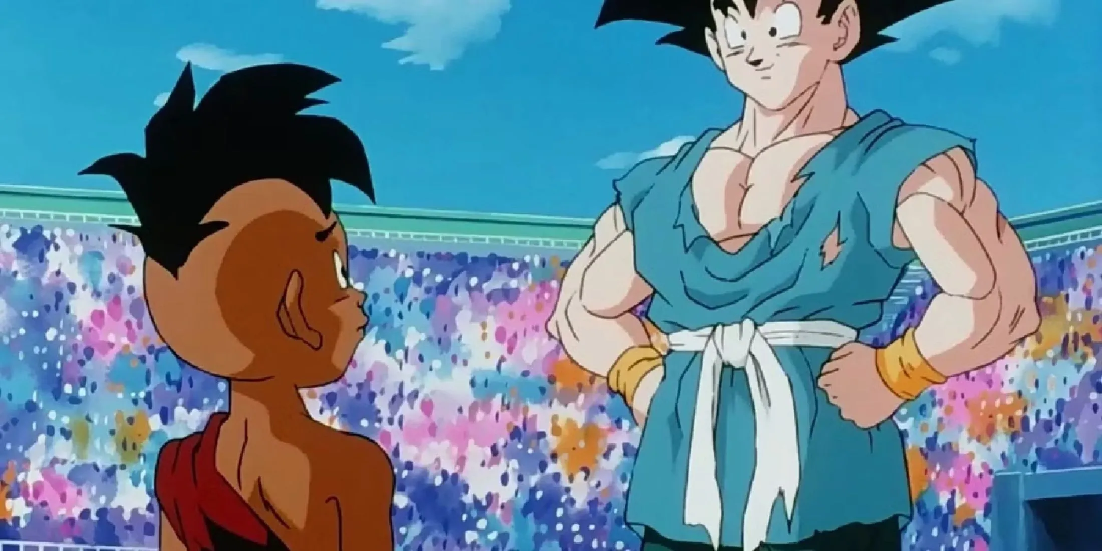 Son Goku và Uub trong cảnh cuối của Dragon Ball Z