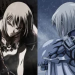 Teresa và Clare cầm đại kiếm sẵn sàng chiến đấu trong anime Claymore