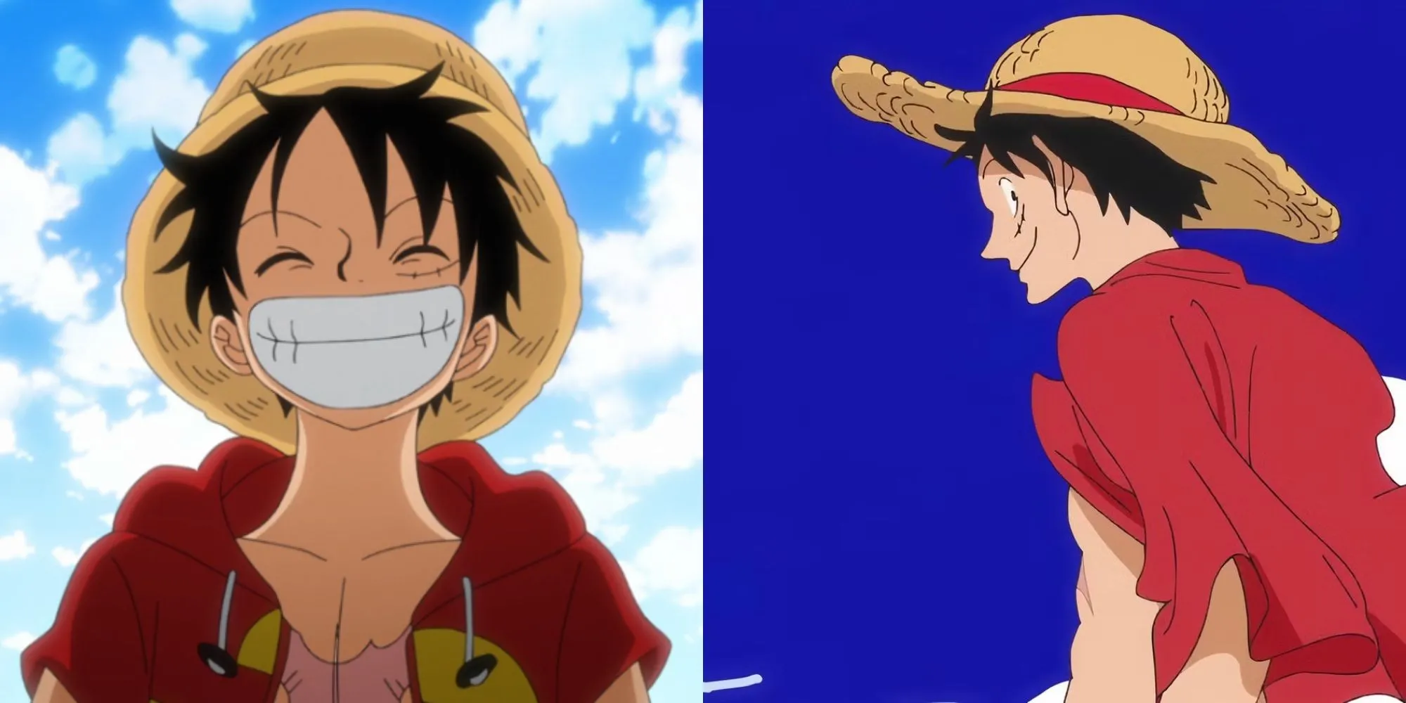 Thuyền trưởng Monkey D. Luffy với nụ cười rạng rỡ và Mũ Rơm trong anime One Piece.
