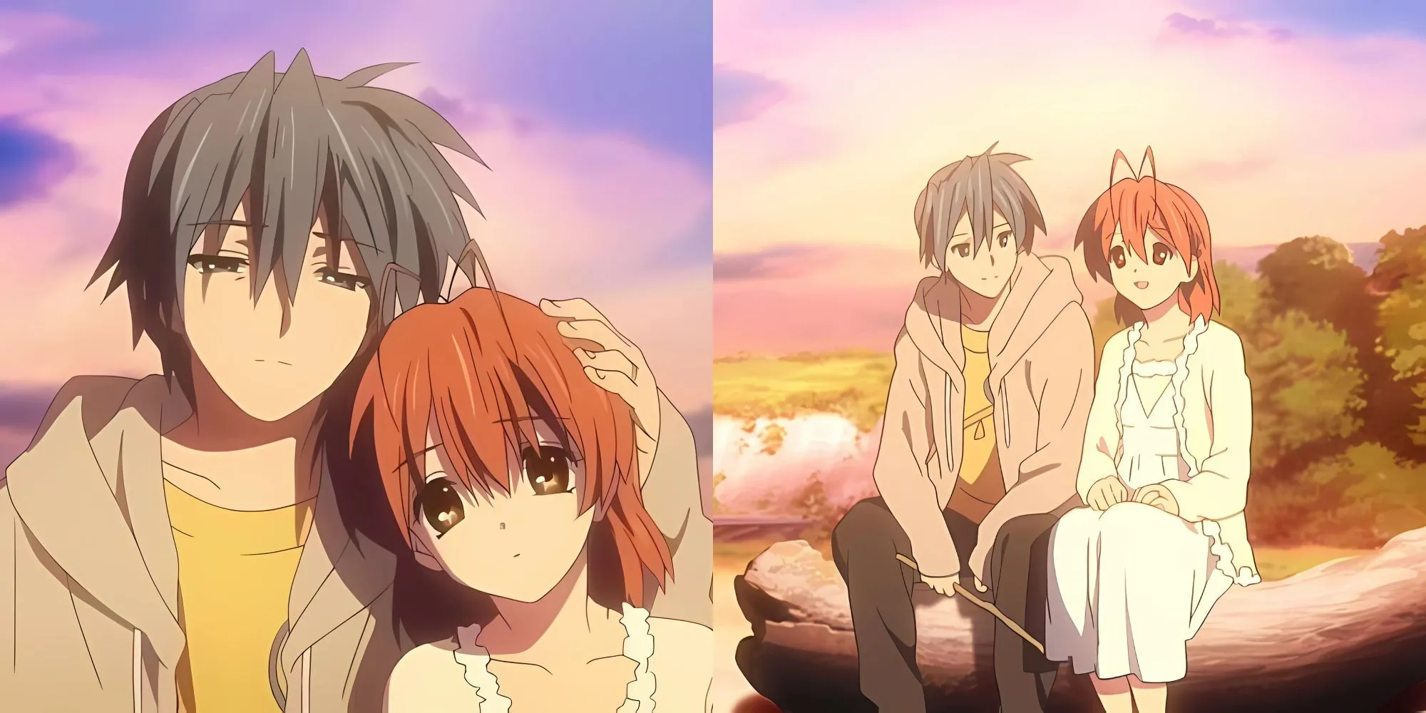 Tomoya Okazaki và Nagisa Furukawa dưới tán cây hoa anh đào trong Clannad