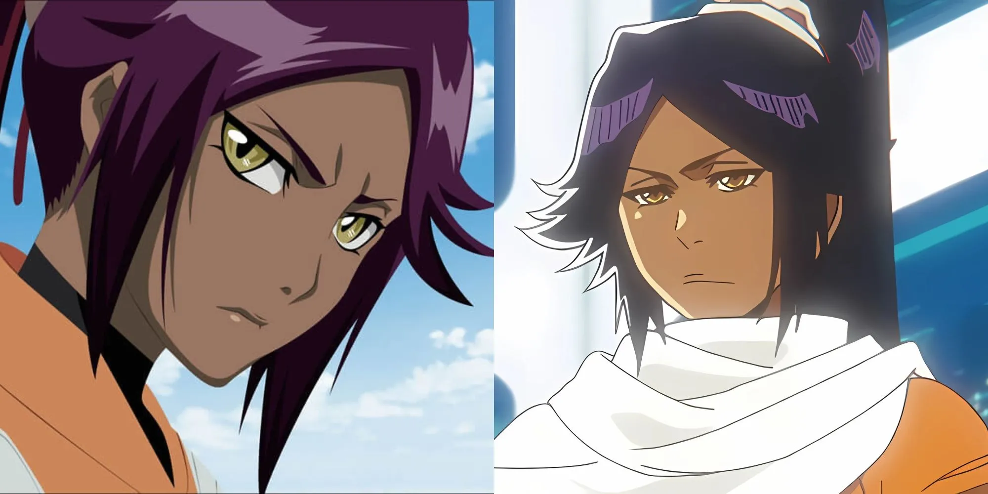 Yoruichi Shihouin trong hình dạng con người trong anime Bleach