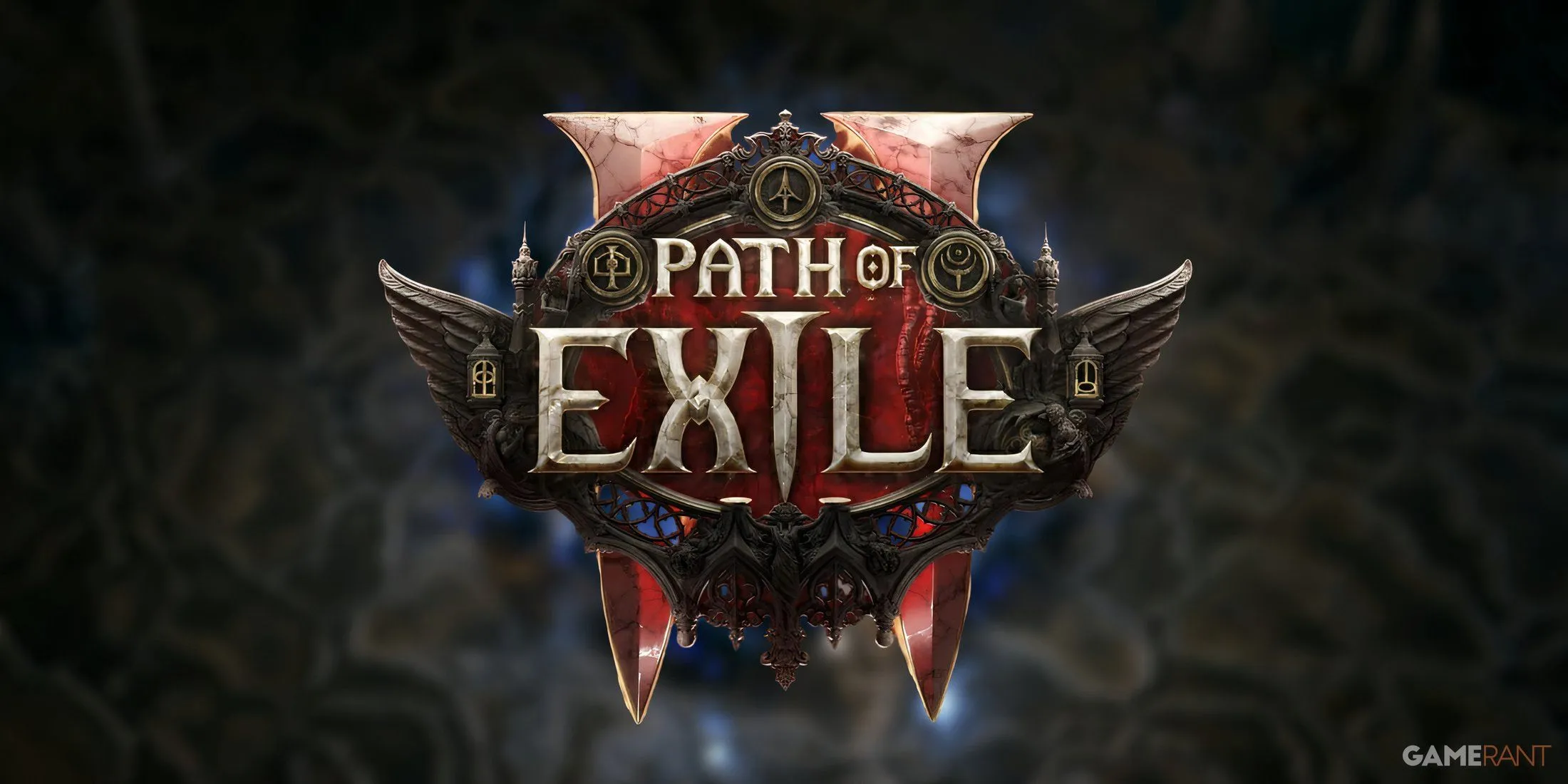 Path of Exile 2 logo trên nền mờ ám xanh xám, gợi mở ngày ra mắt chính thức