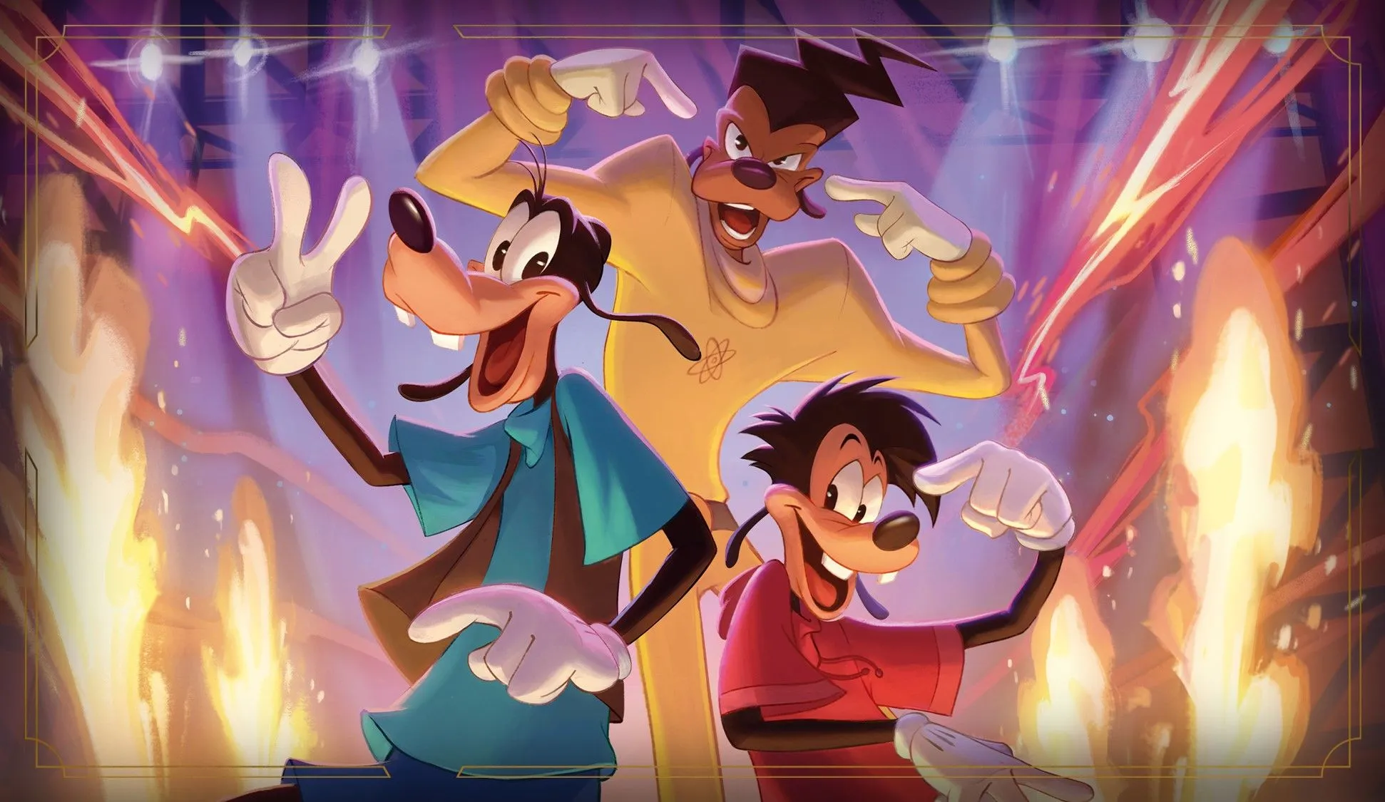 Art quảng cáo A Goofy Movie với Powerline trong bản mở rộng Disney Lorcana