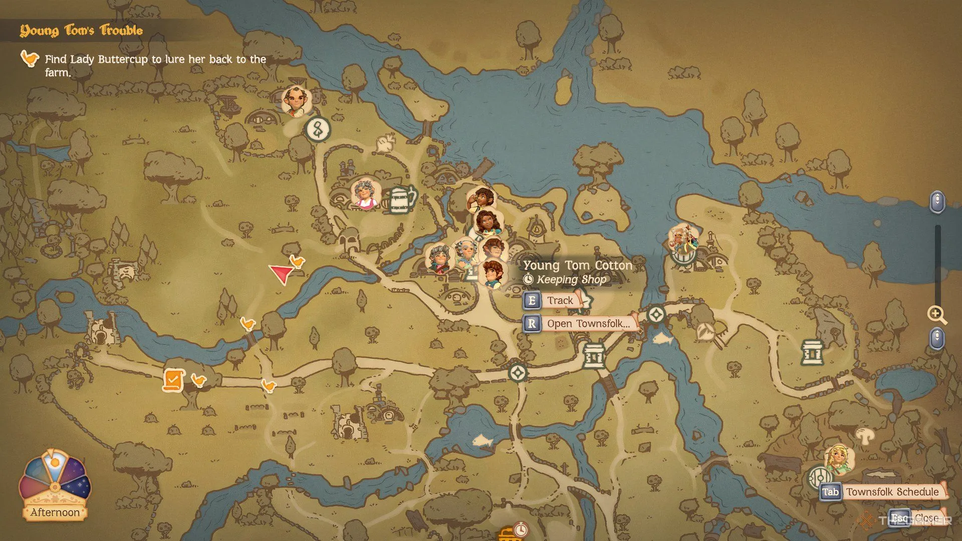 Bản đồ hiển thị vị trí các cư dân Hobbit trong Tales of the Shire, giúp game thủ dễ dàng kết nối và hoàn thành nhiệm vụ.
