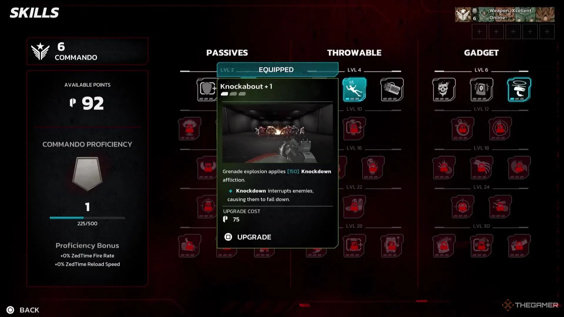 Bảng kỹ năng của Commando trong Killing Floor 3, cho phép người chơi dễ dàng respec để thử nghiệm các lối chơi khác