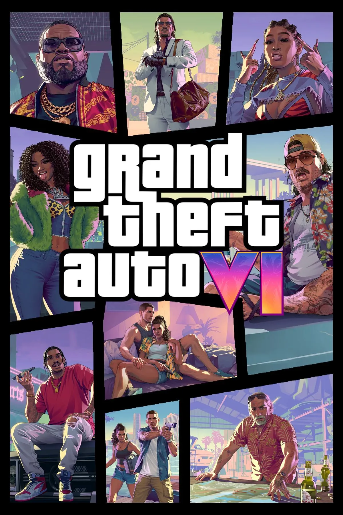 Bìa đĩa chính thức của Grand Theft Auto 6 thể hiện phong cách Vice City.
