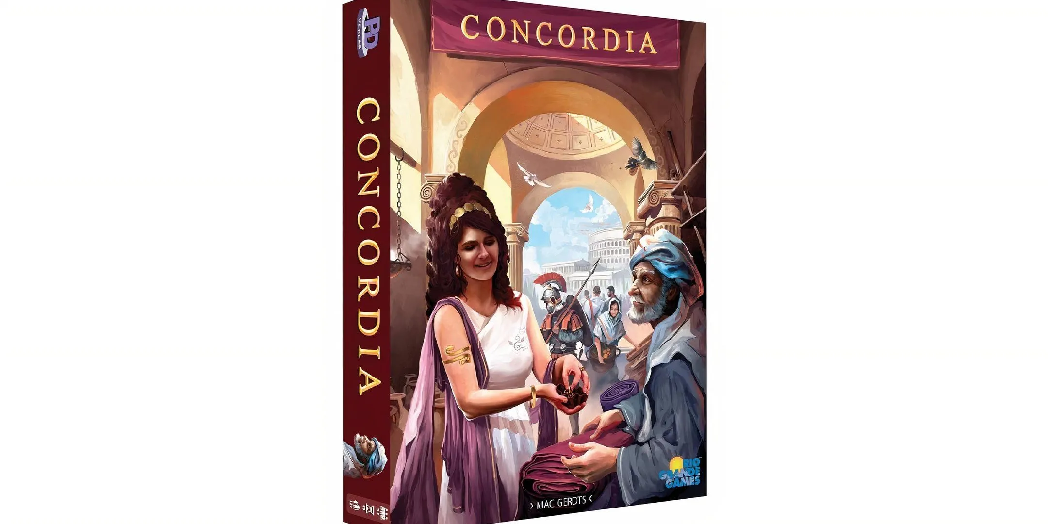 Bìa hộp game Concordia với hình ảnh đế chế La Mã cổ đại