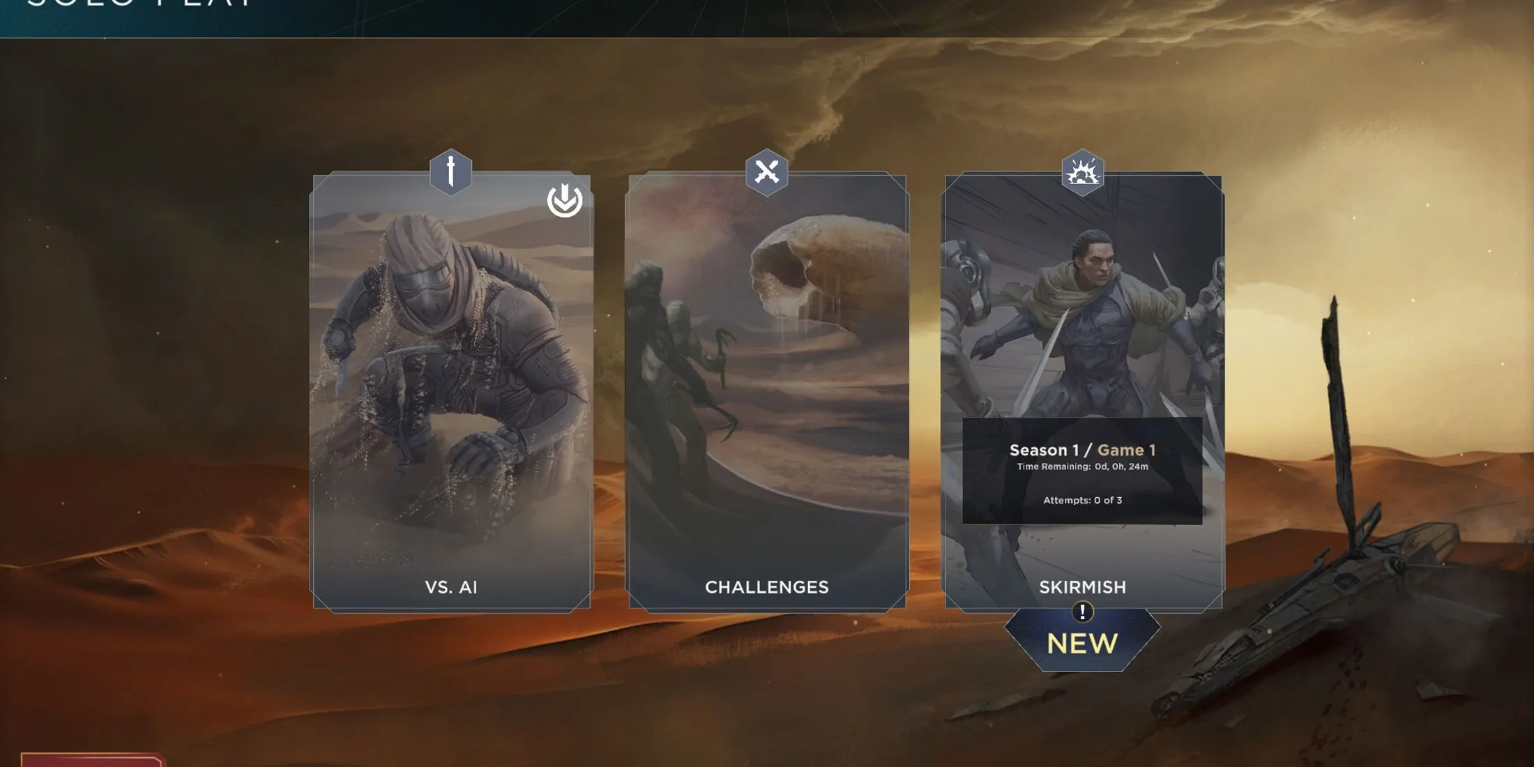 Các thẻ bài từ board game Dune Imperium với nhân vật và cảnh quan sa mạc