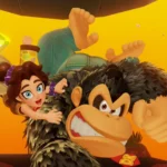 Donkey Kong và Pauline ăn mừng sau một màn đấm đá sảng khoái