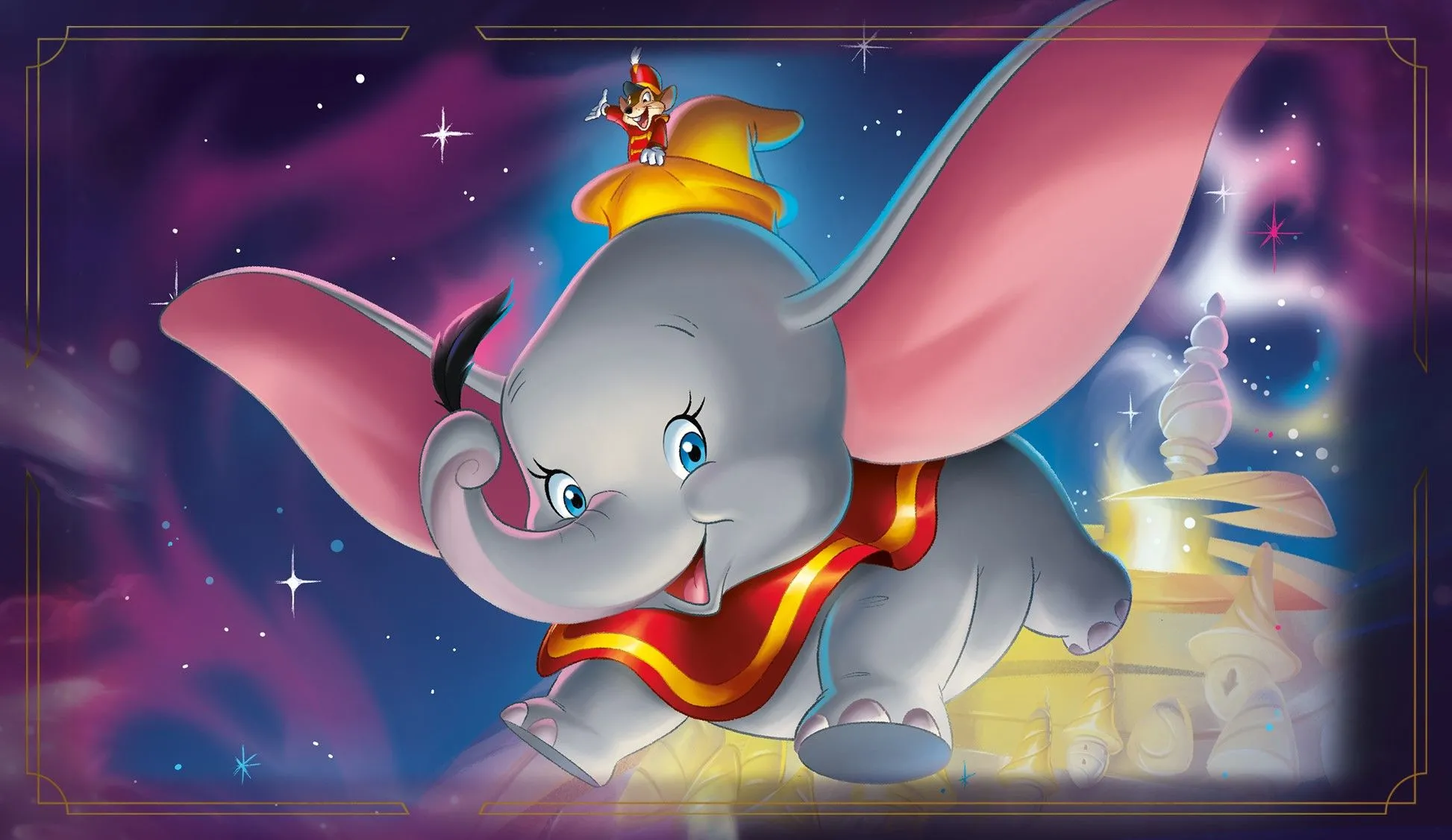 Dumbo The Flying Elephant trên art quảng cáo của Disney Lorcana Fabled