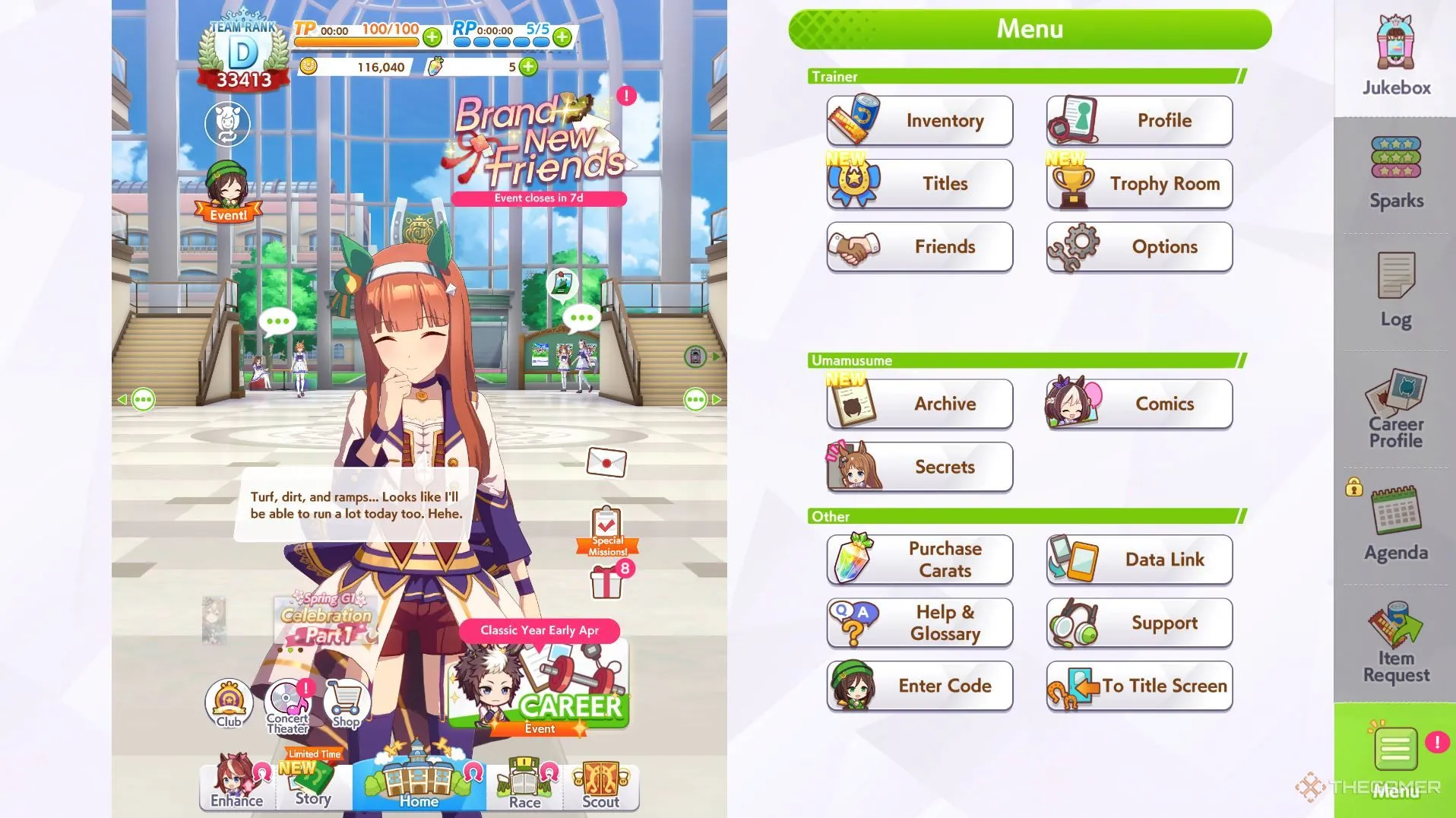 Giao diện dọc của Umamusume trên Steam hiển thị chi tiết chỉ số và nhật ký sự kiện, siêu tiện lợi cho dân "nghiện" thông tin