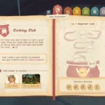 Giao diện nhật ký game Tales of the Shire hiển thị thông tin chi tiết về Cooking Club, bao gồm phần thưởng và điểm kinh nghiệm cần đạt