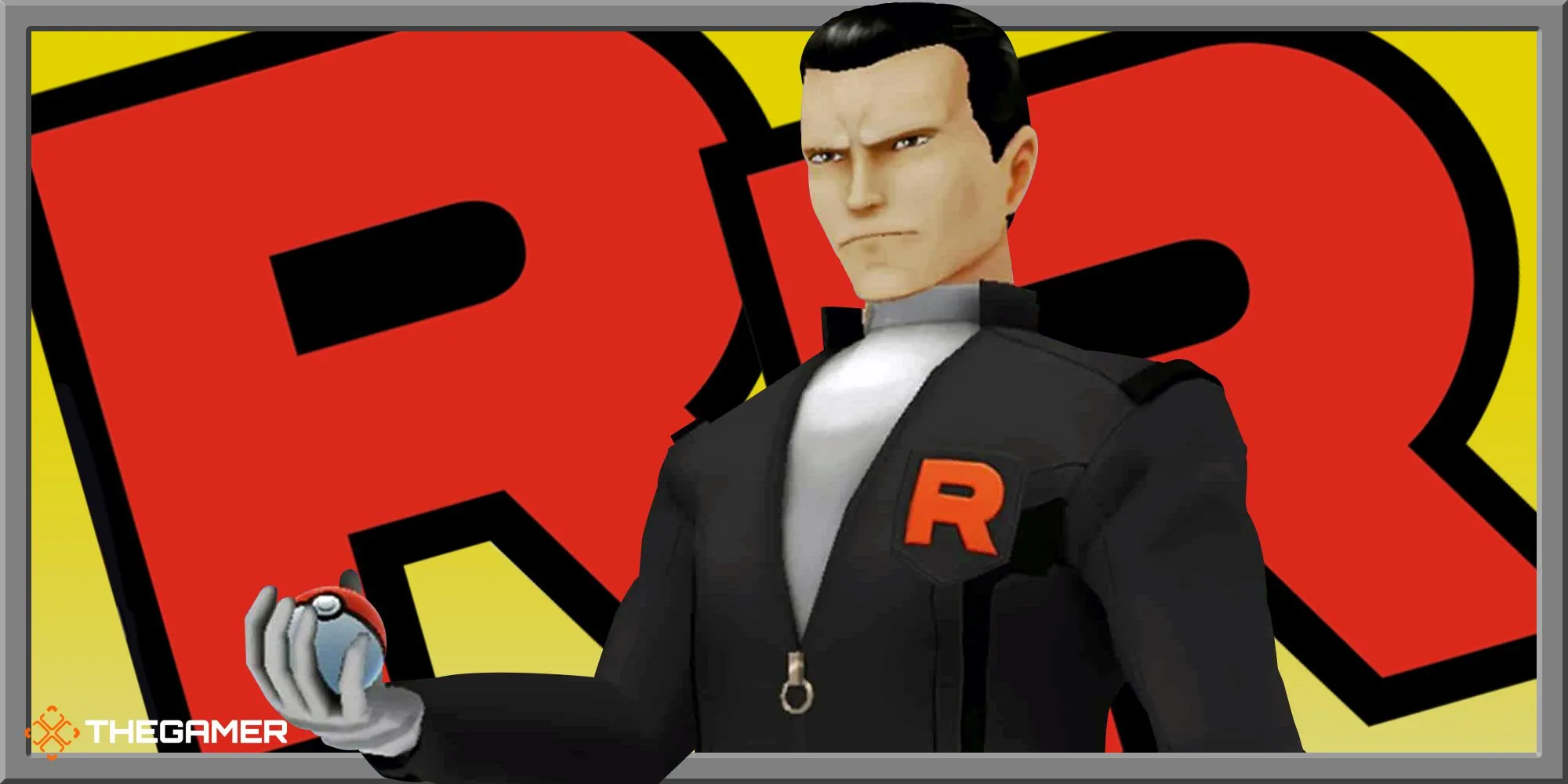 Giovanni, thủ lĩnh Team Rocket, xuất hiện với biểu tượng RR phía sau