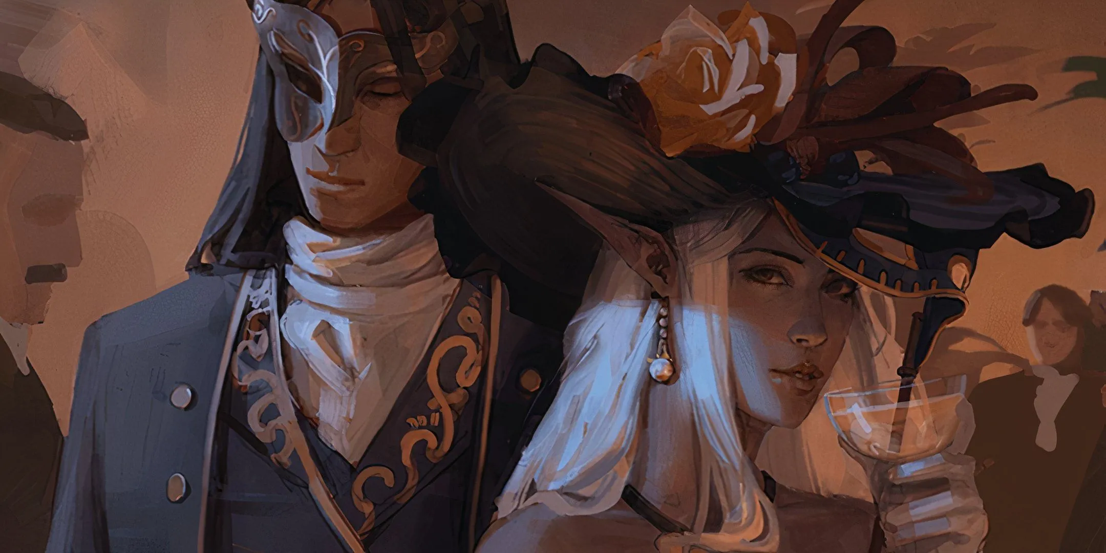 Hai nhân vật NPC gián điệp bí ẩn đang thì thầm trong thế giới Dungeons & Dragons
