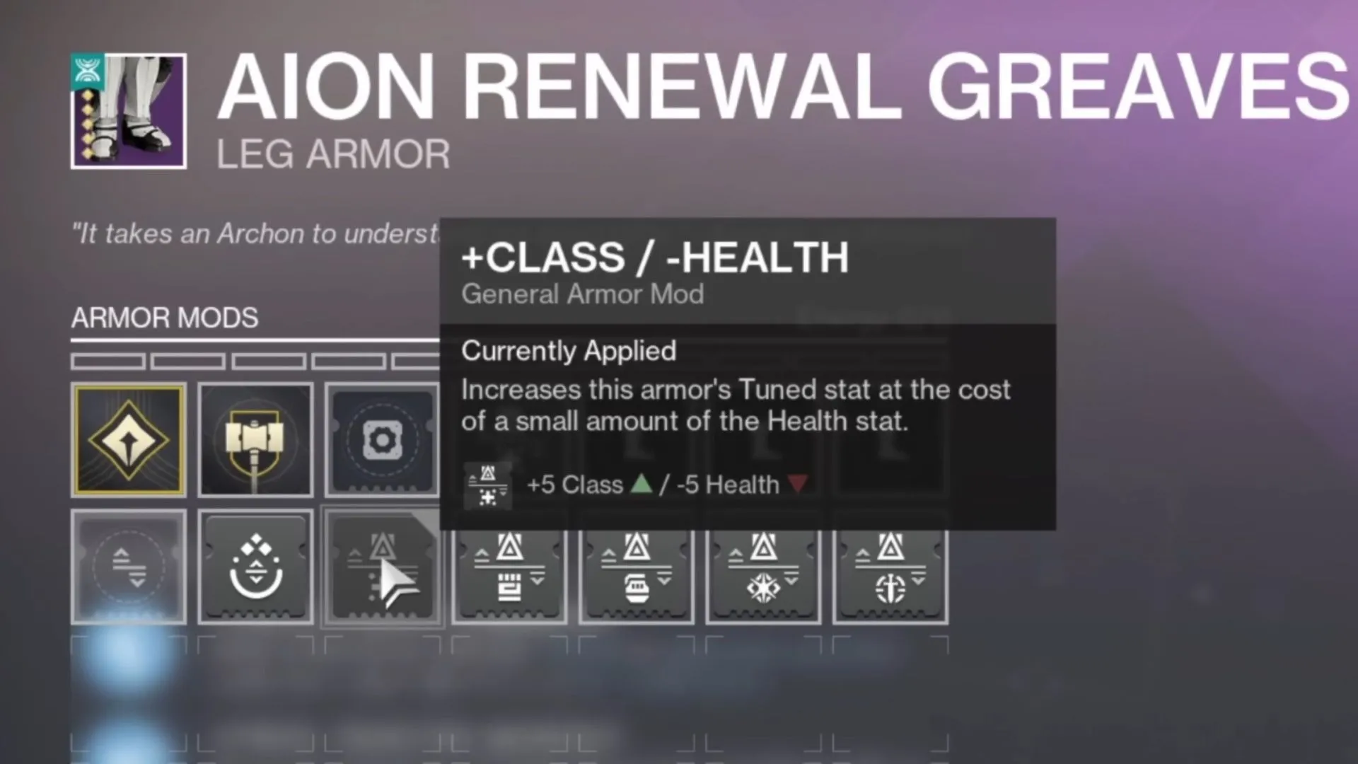 Hình ảnh giáp Tier 5 với khe điều chỉnh chỉ số trong Destiny 2
