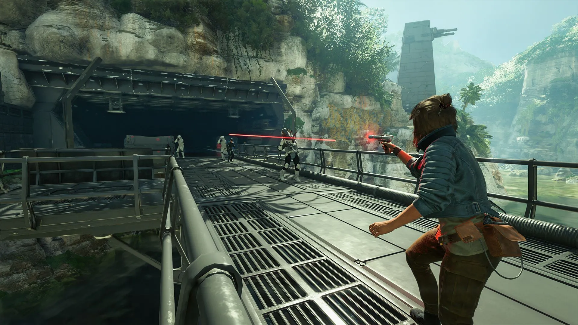 Khung cảnh ngoài không gian trong Star Wars Outlaws trên Switch 2, phơi bày các vấn đề về texture và hiệu suất.