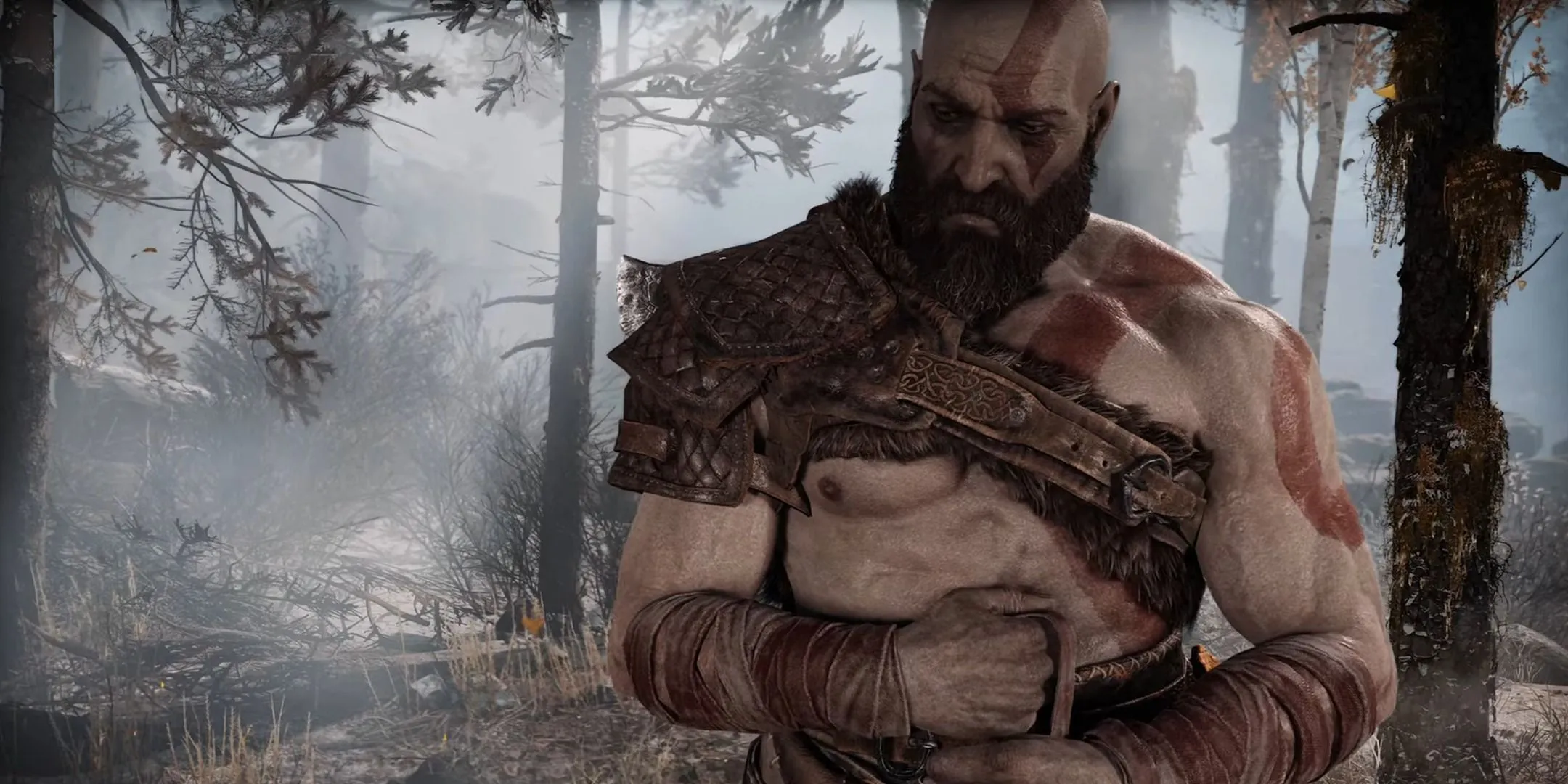 Kratos, Thần Chiến Tranh, trong God of War (2018) với vẻ ngoài trưởng thành