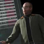 Lester Crest trong GTA Online đang dùng laptop trước màn hình lớn, biểu tượng cho thông tin rò rỉ về xác minh tuổi