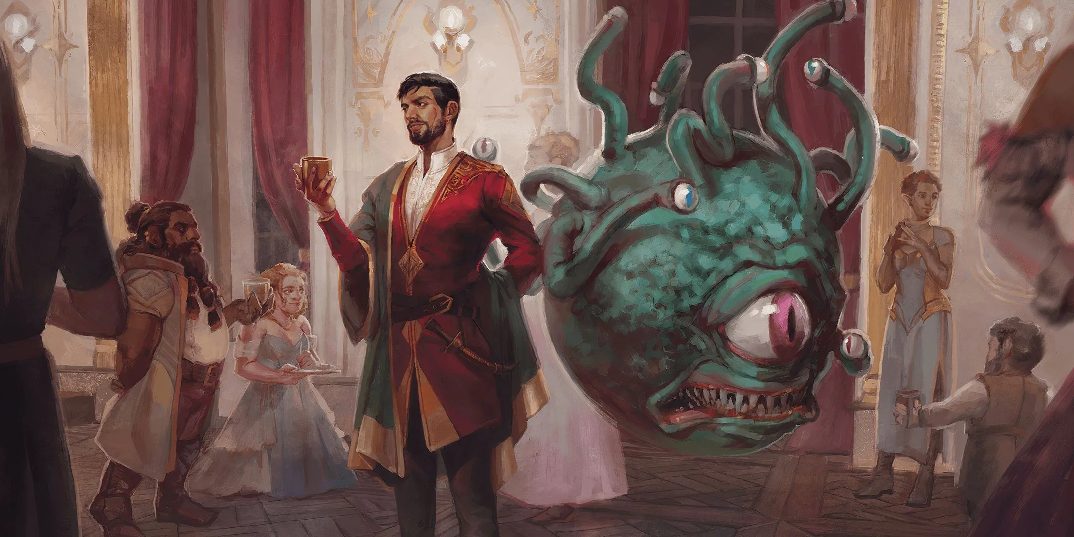 Một nghệ sĩ Bard và một Beholder đang đối mặt trong thế giới Dungeons &amp; Dragons
